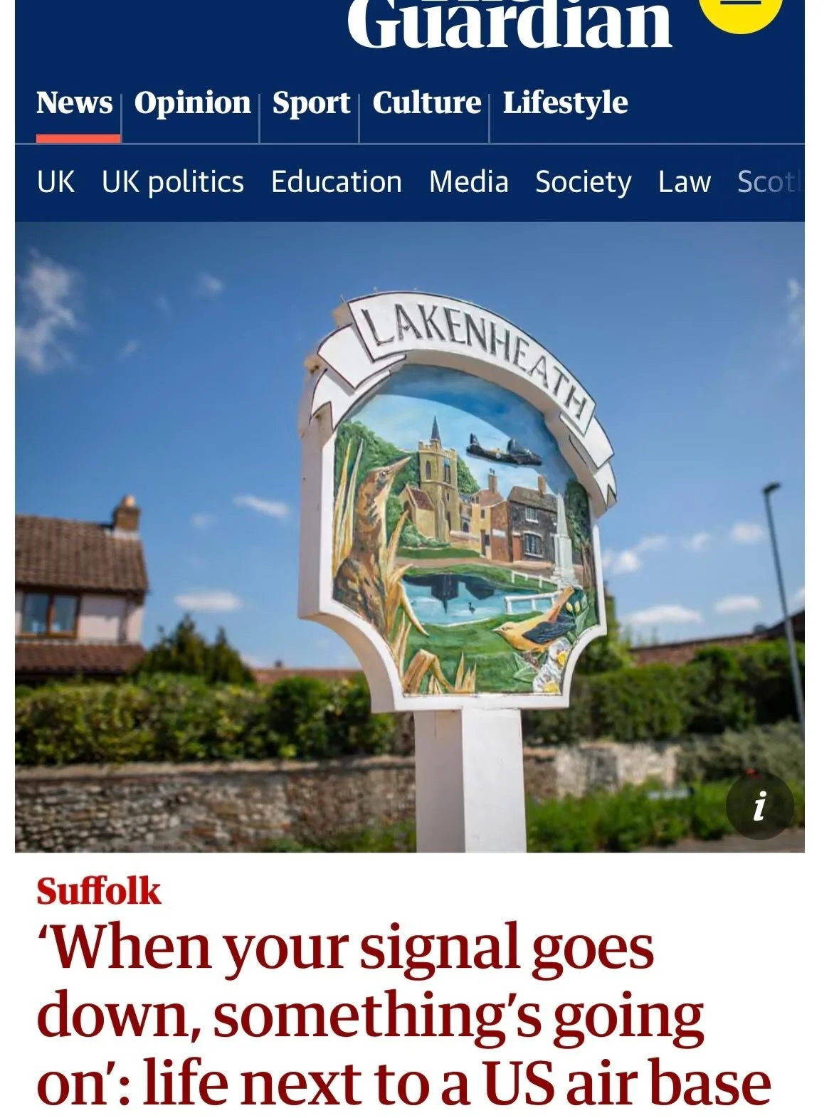 Guardian article about the USAF airbase in Suffolk. USE YOUR VOICE to protest the US nukes housed there &amp; the war planes flying to Irsn. Join @lakenheathallianceforpeace  @cnd_uk @stwuk @caatuk