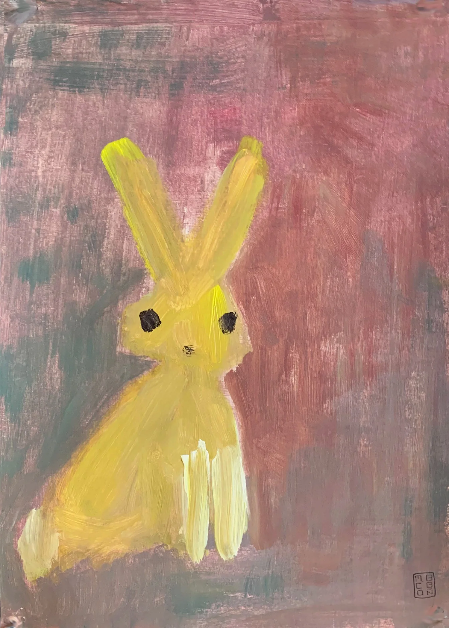 Ange Rabbit. Acrylic on paper. 43 x 30 cm