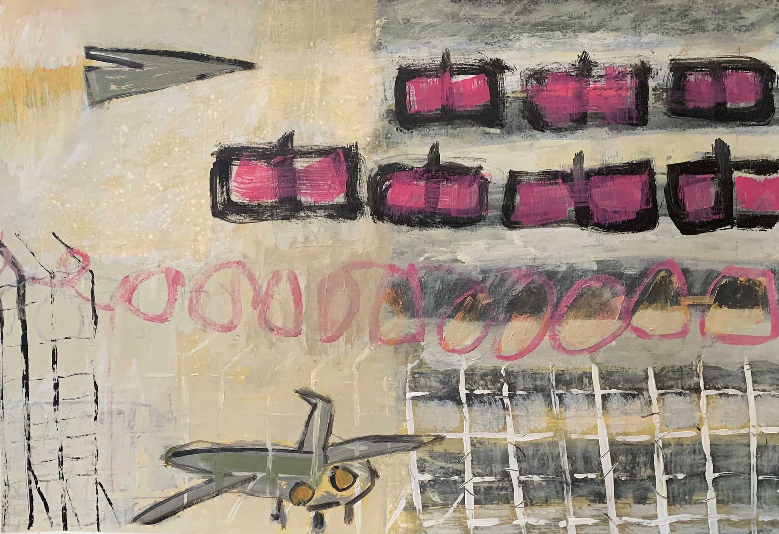 Noisy Neighbours. Acrylic on paper