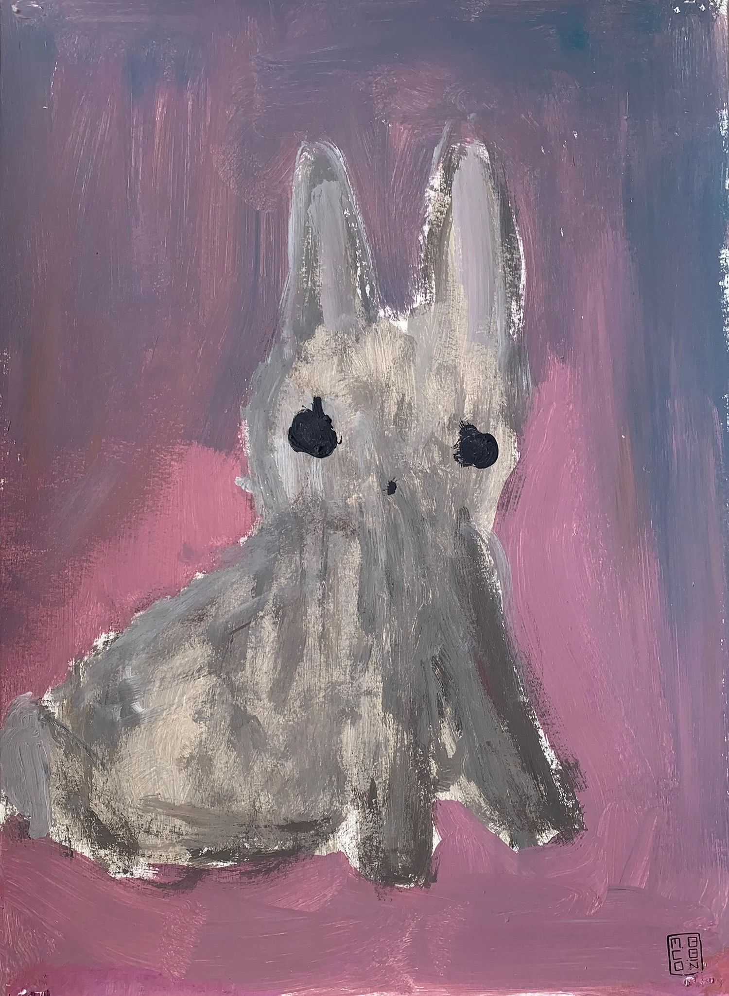 Peg Rabbit. Acrylic on paper. SOLD