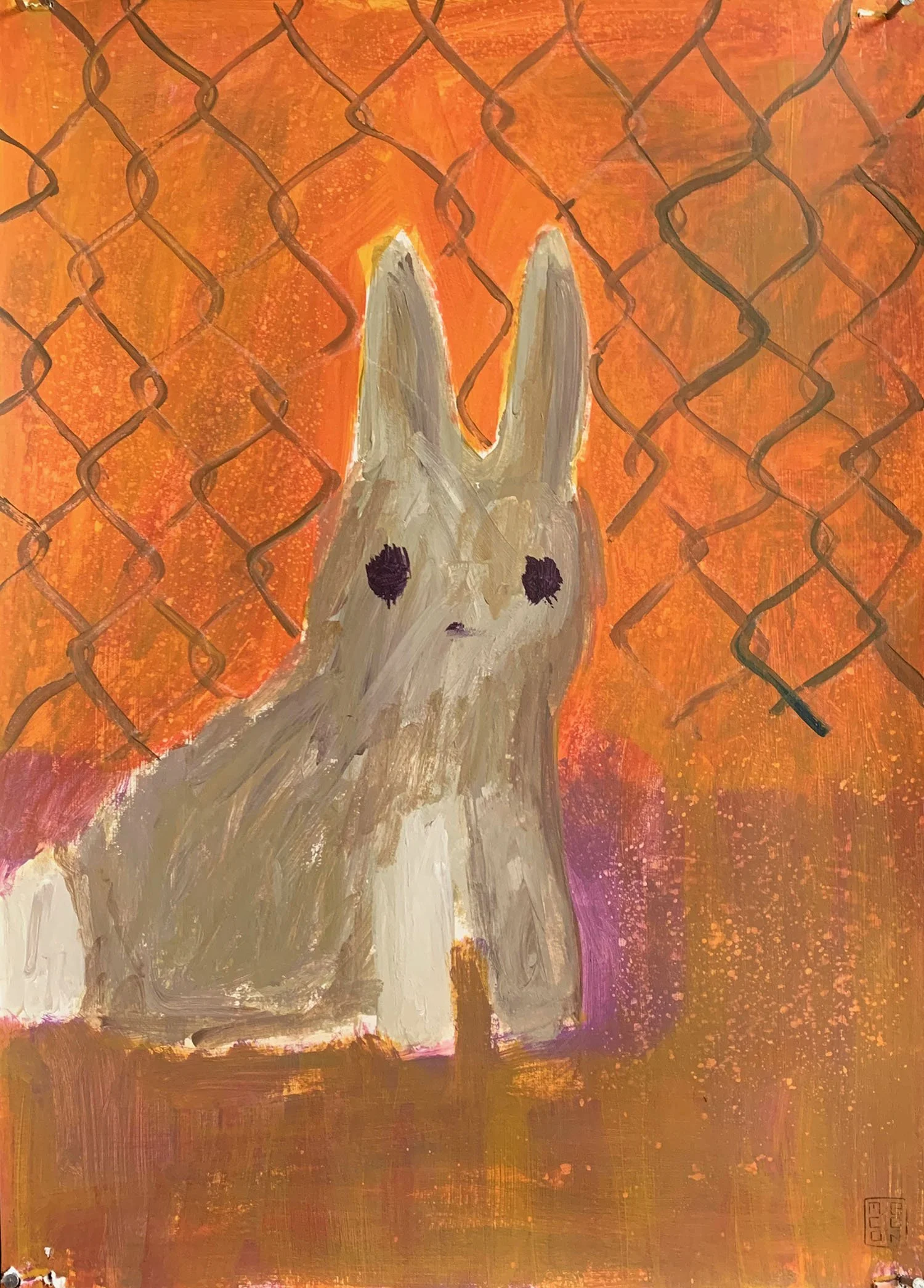 Pat Rabbit. Acrylic on paper. 43 x 30 cm