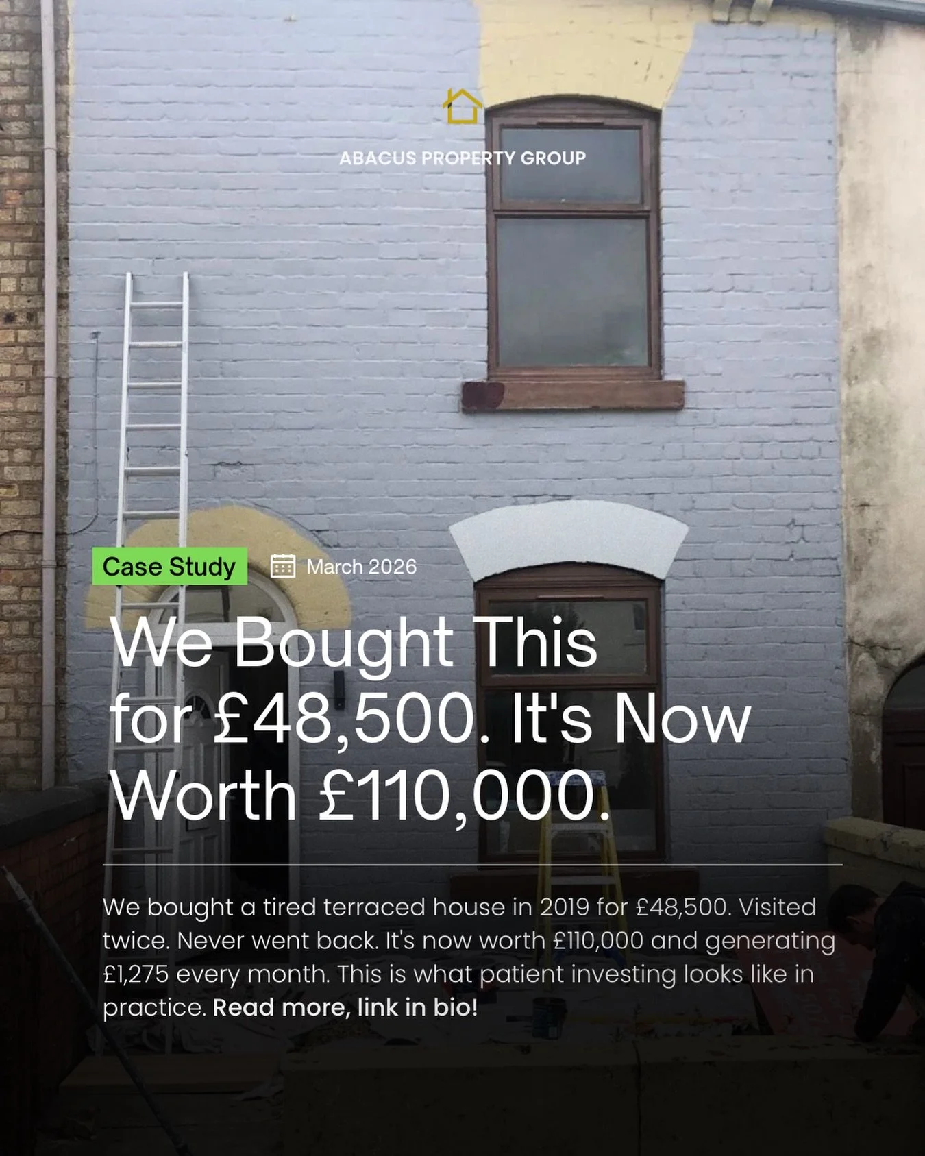 🏚️ In 2019, we purchased a tired mid-terraced house in Bacup, Lancashire for &pound;48,500. 

We visited twice. We haven't been back since. 

Seven years later, it's valued at &pound;110,000 and generating &pound;1,275 every month. This is the story