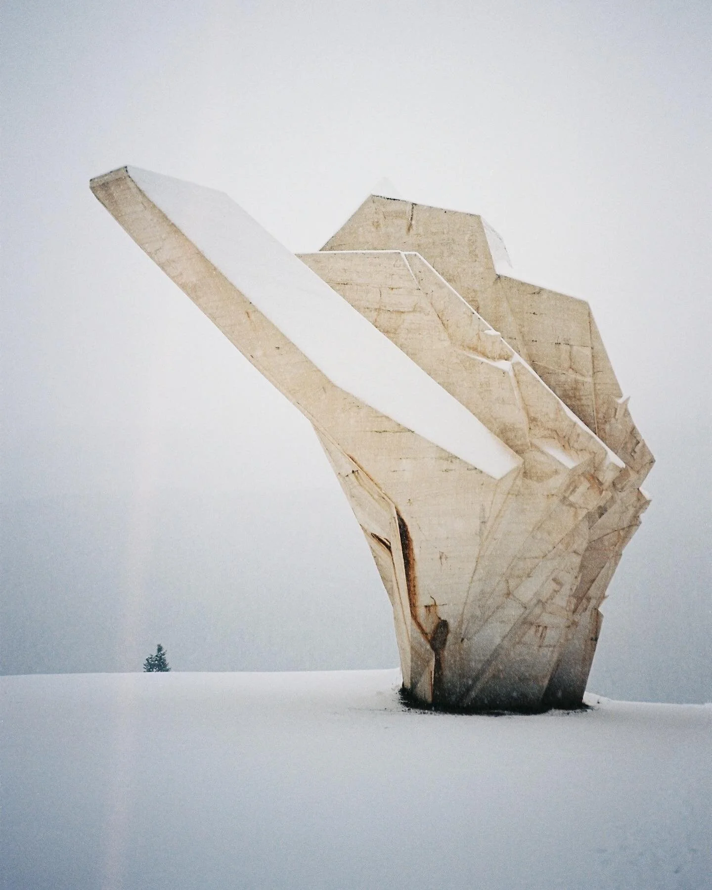 MONUMENTUM | New film uploading on Sunday. I traveled many weeks around Eastern Europe and took 2 years to finish this. I&rsquo;m very excited to finally share. | Monument in photo is Sutjeska Memorial by sculptor Miodrag Zivkovic. Taken on Yashica T
