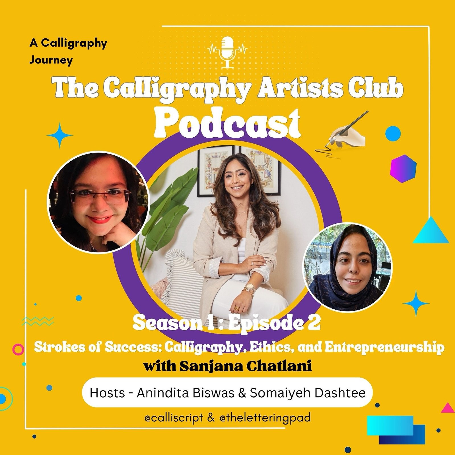 Second Episode of the Calligraphy Artists Club Podcast is out now. We (Somaiyeh @theletteringpad and I) were immensely grateful to Sanjana @schatlani from The Bombay Lettering Company @bombaylettering for taking the time out to do the Podcast. In thi