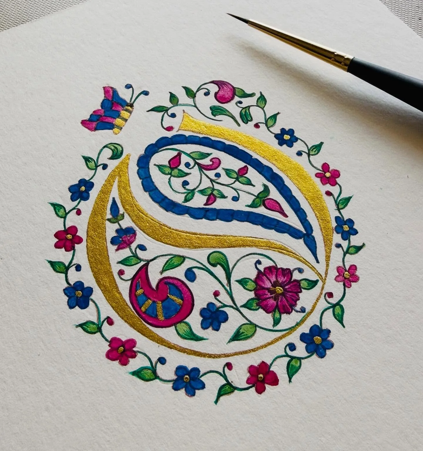I created something special today, and I can say it&rsquo;s an original design. Lately, my mind has been deep diving into calligraphy combined with Indian Paisley motifs and patterns. When the two come together, it transforms into a piece of a beauti