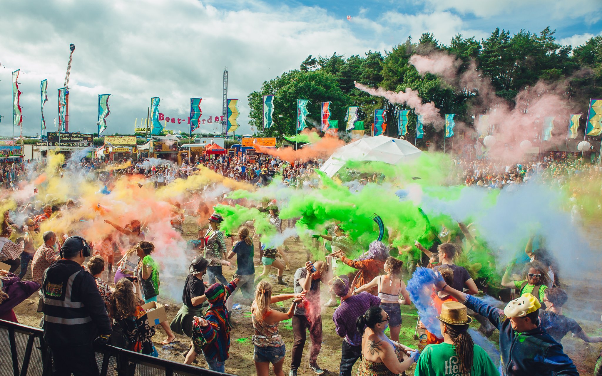  a paint fight at beat herder music festival Yorkshire