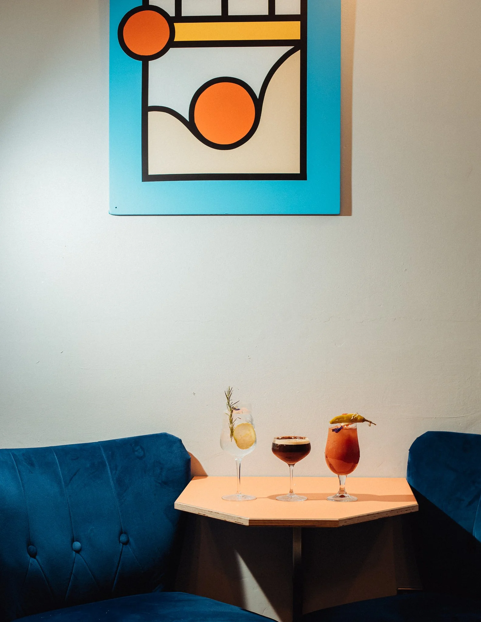  cocktails on a table at Fika North