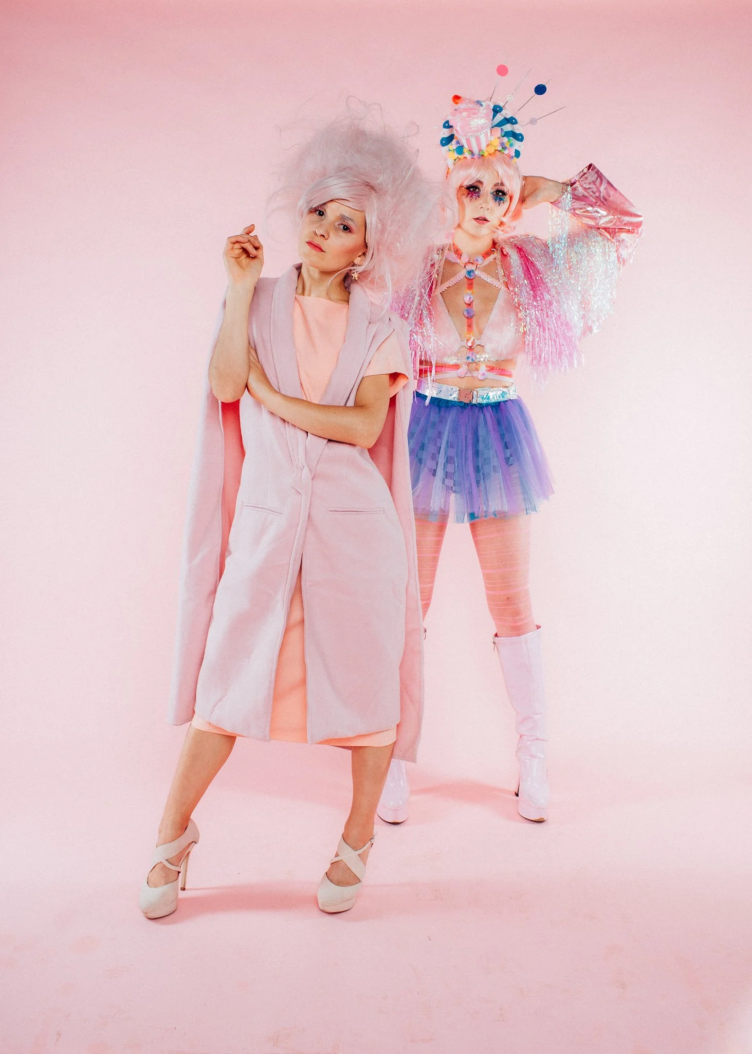  cupcake, girls in pink with doughnuts and cake