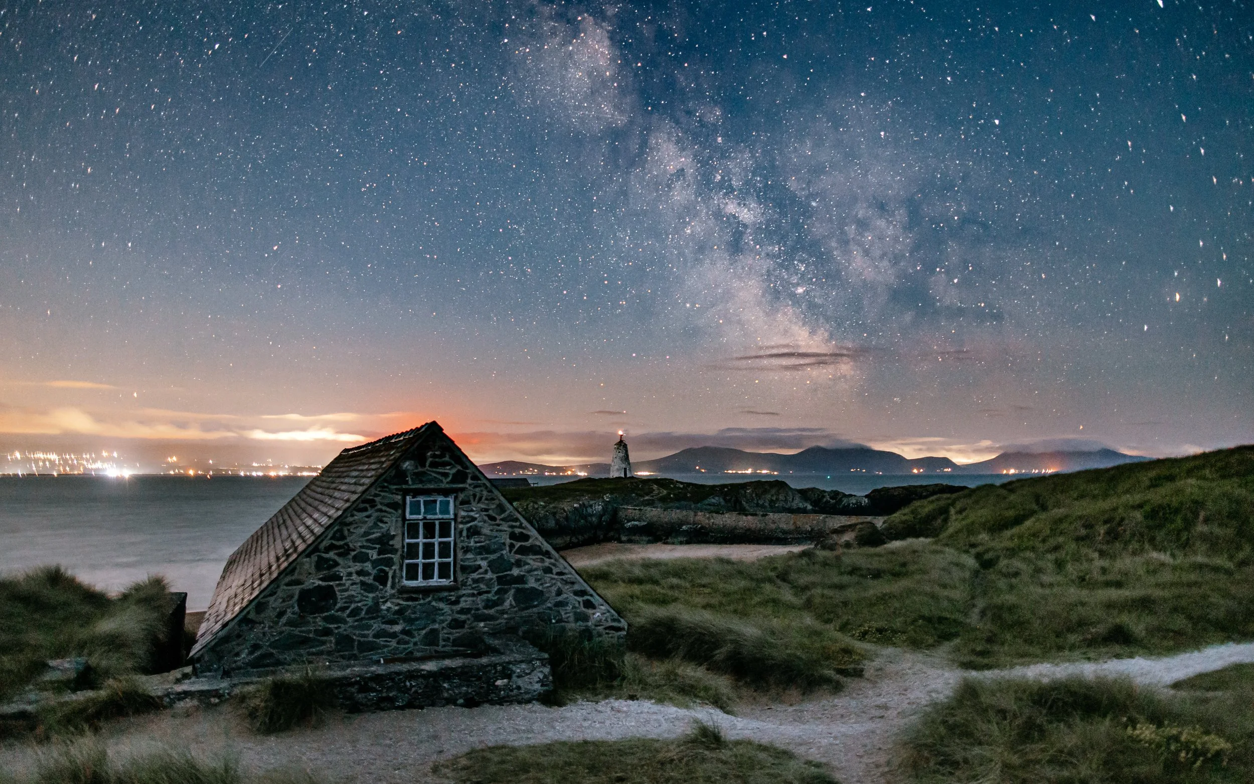  milky Way rises above the sea, Anglesey Wales