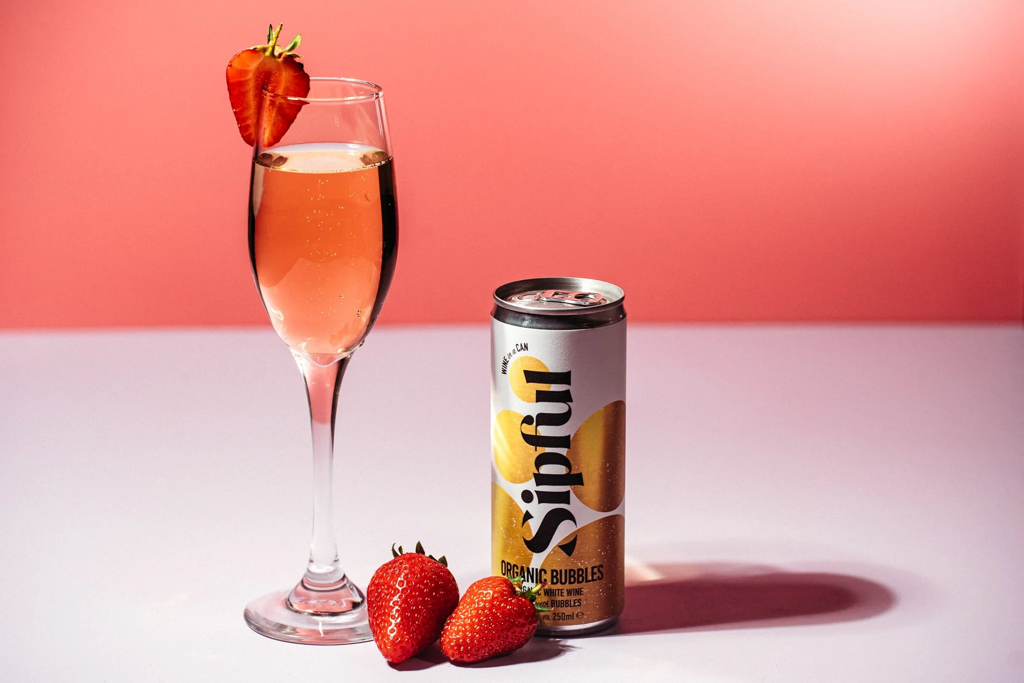  sparkling, wine with strawberries
