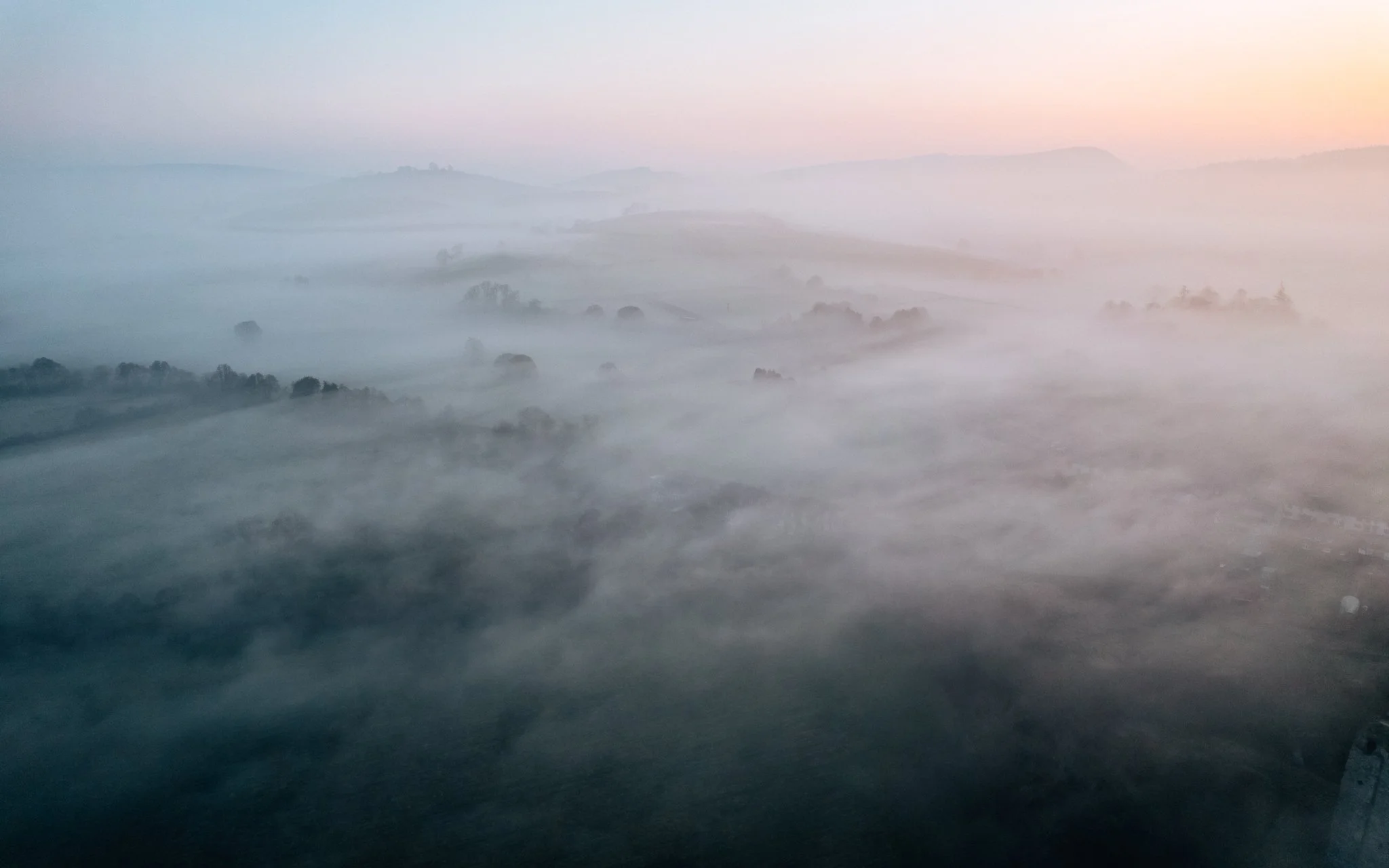 foggy morning Shropshire sunrise