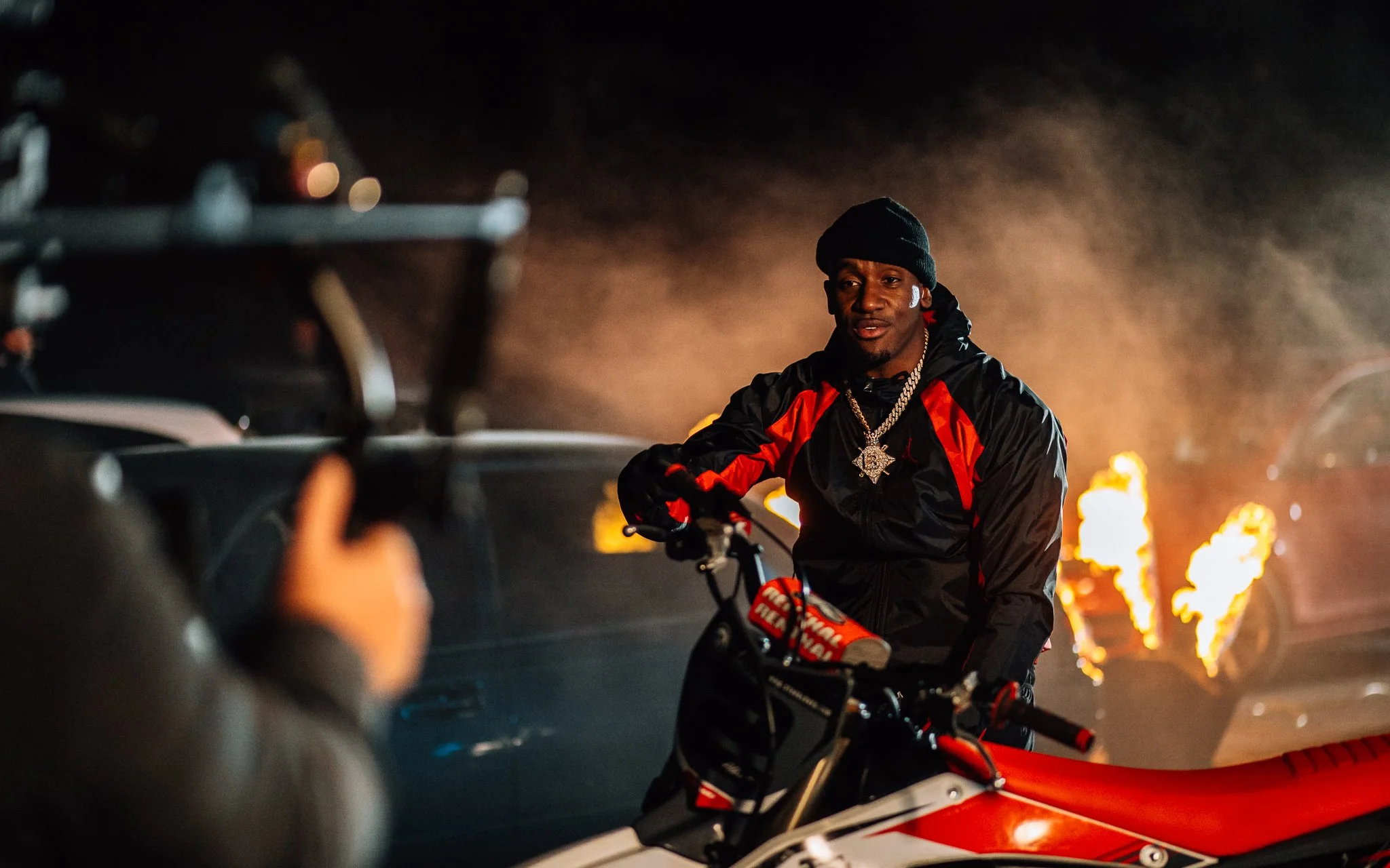 bugzy Malone with dirt bike