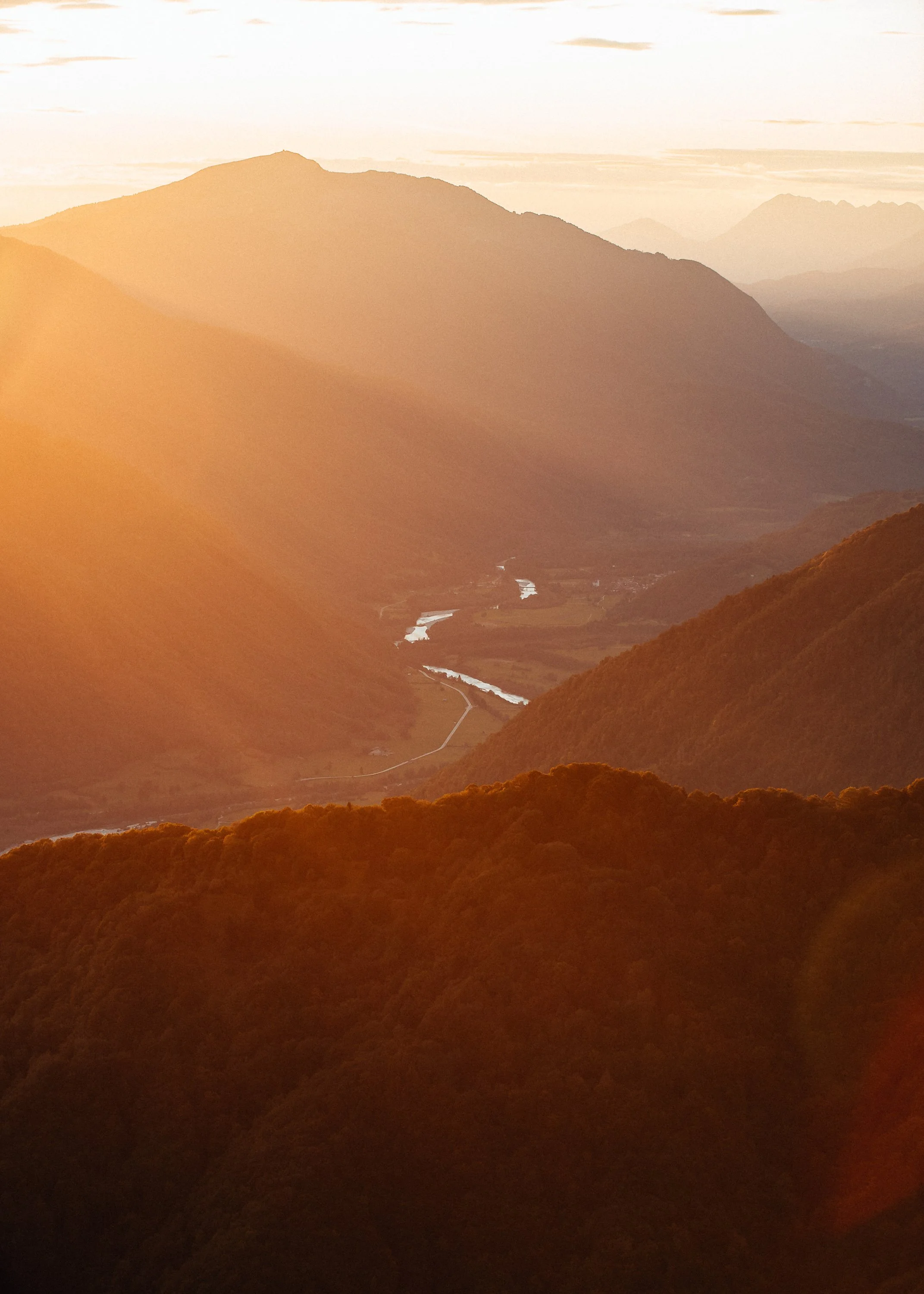  rays of sun over mountains, Slovenia