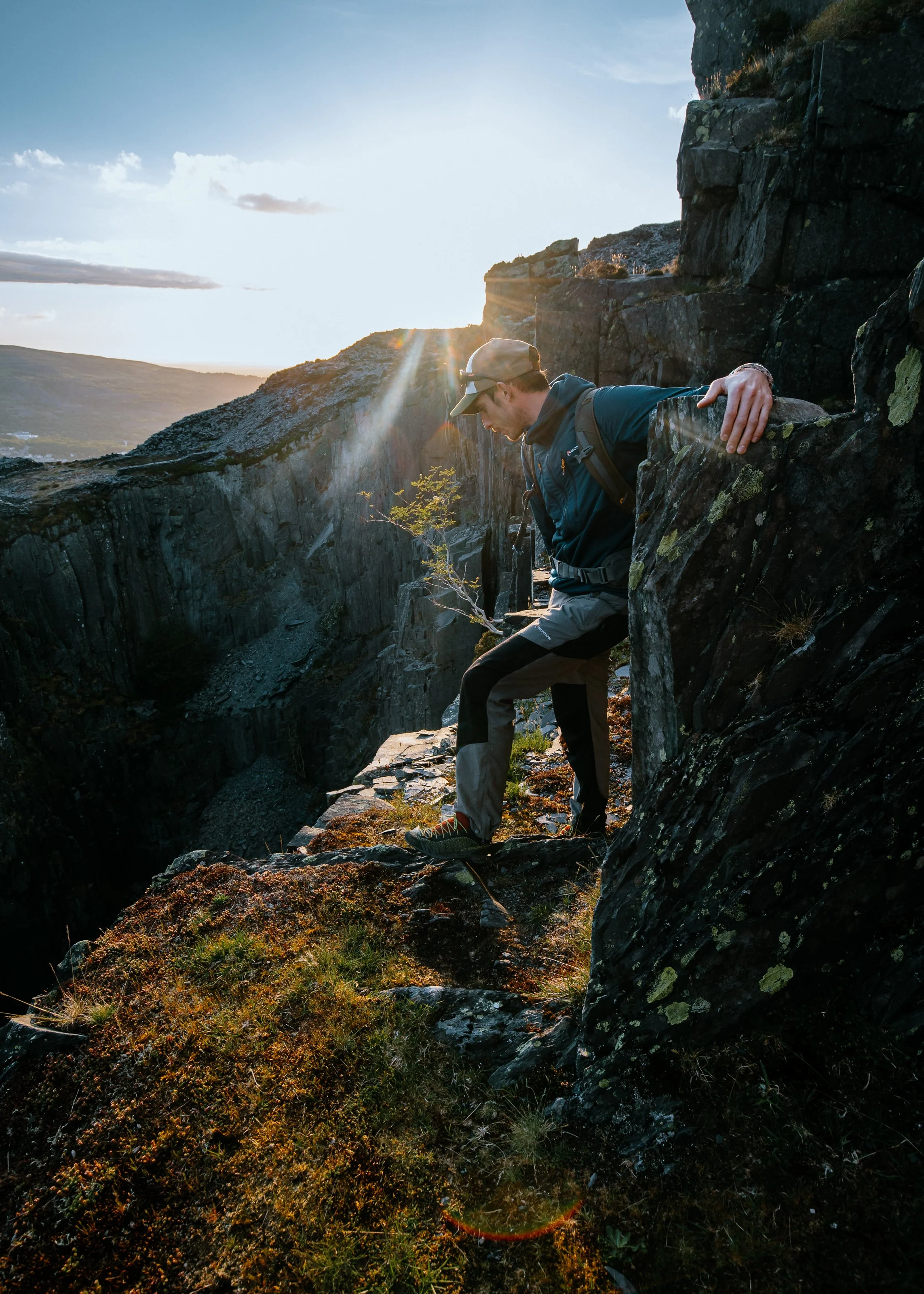  a climber looks into Dinorwig quarry Wales
