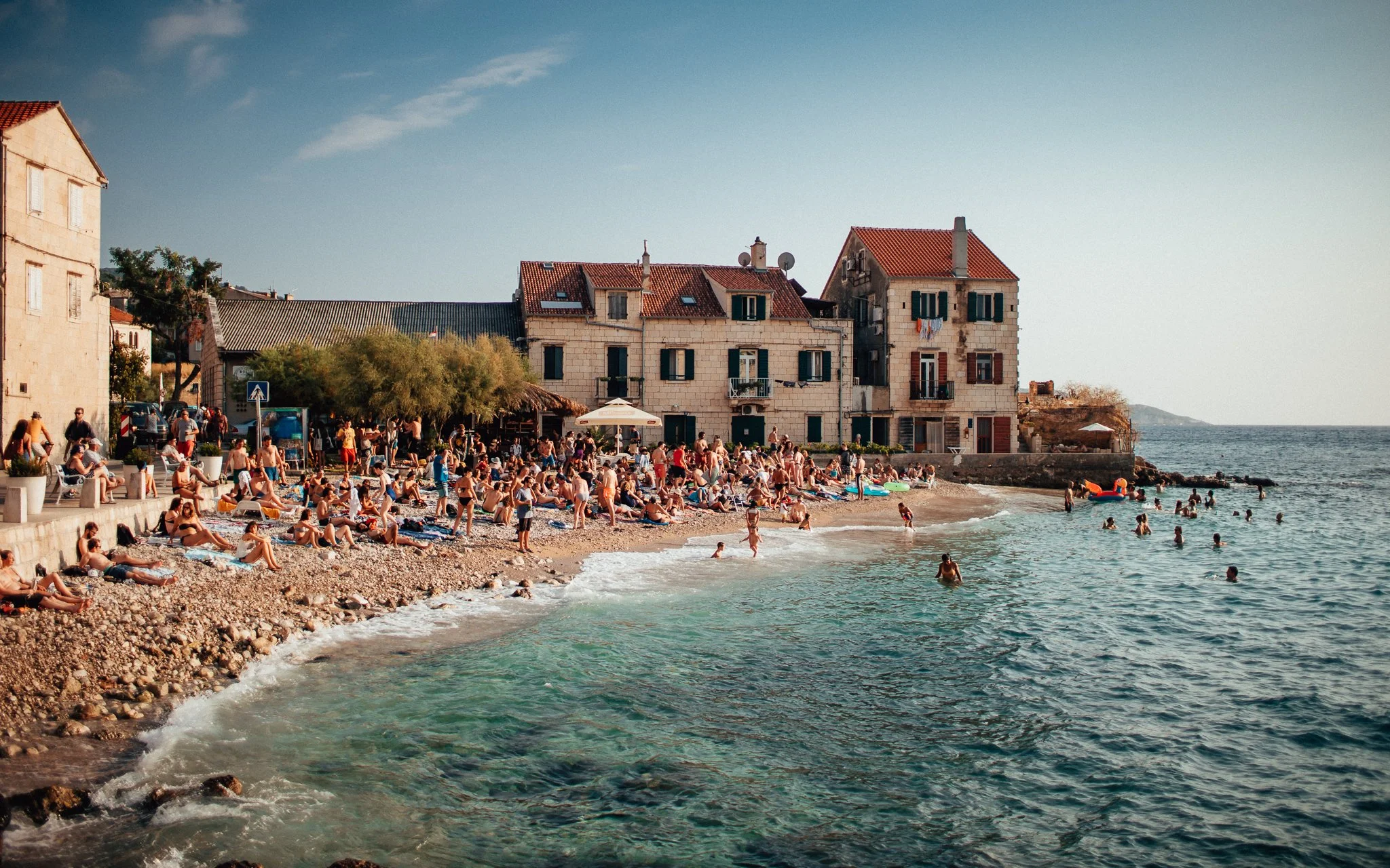  people relax on the beach at a Croatian music festival Goulash disko