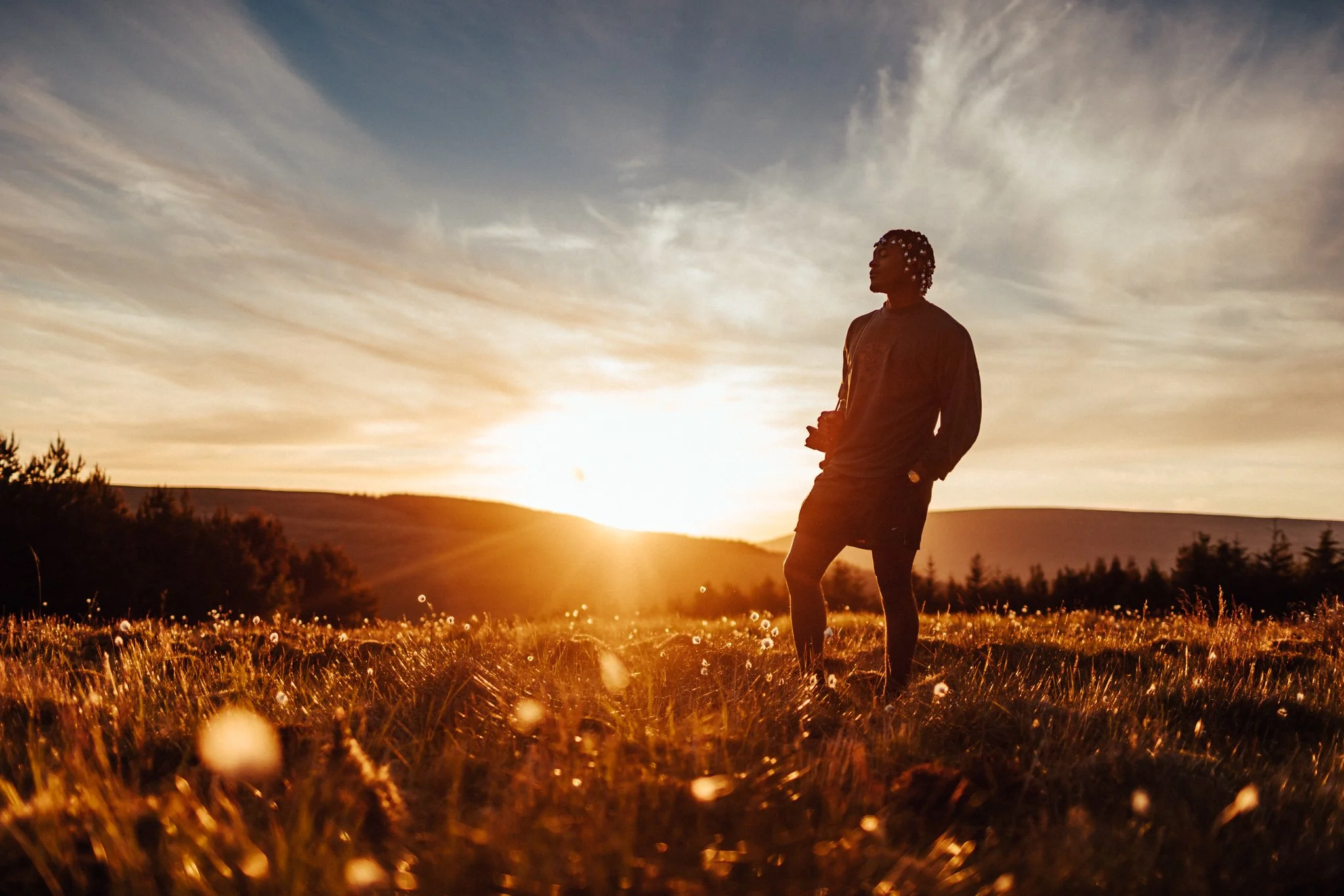  man stands in sunset
