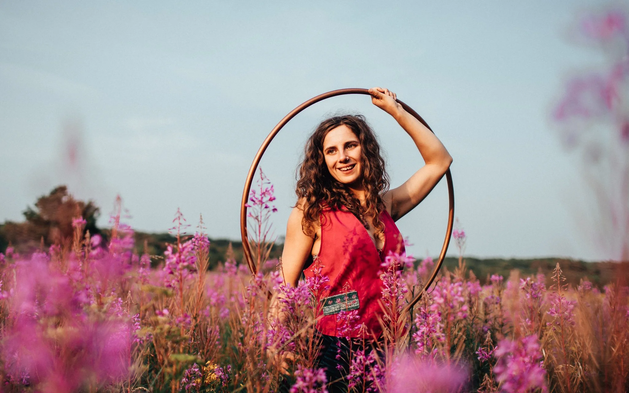  girl poses with hulahoop