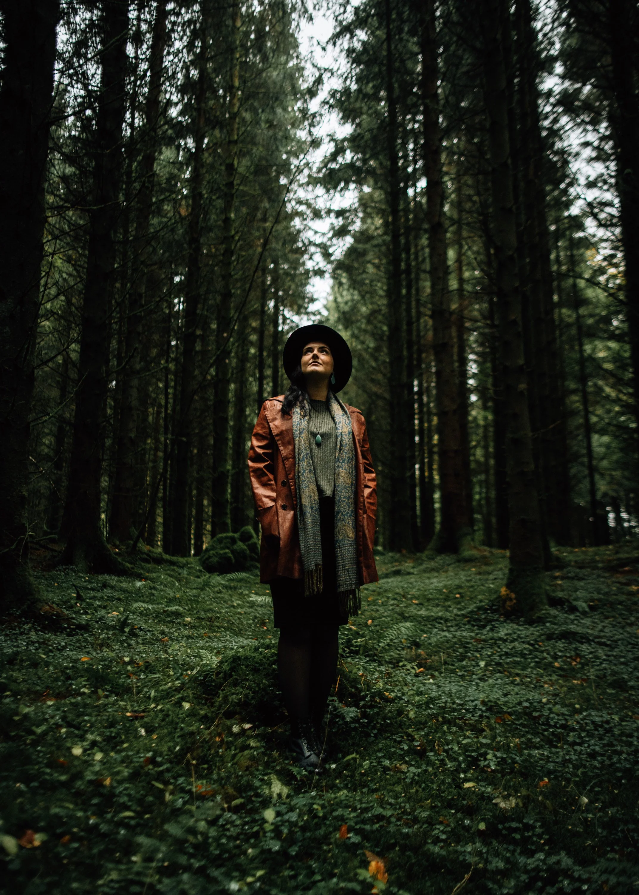 album, cover girl stands In woods