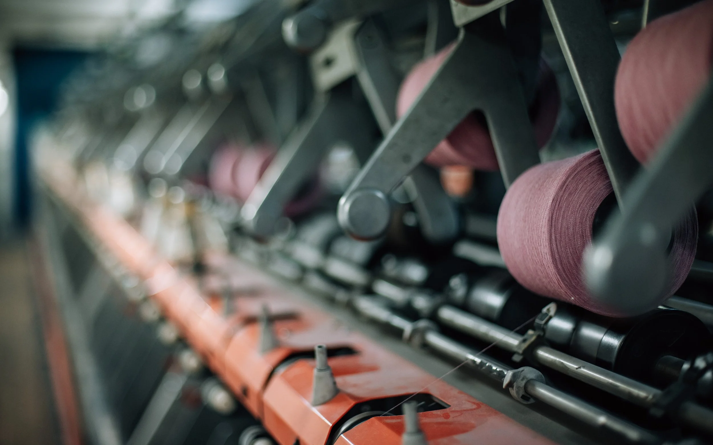 Yarn being spun at FTS dyers Langholme Scotland