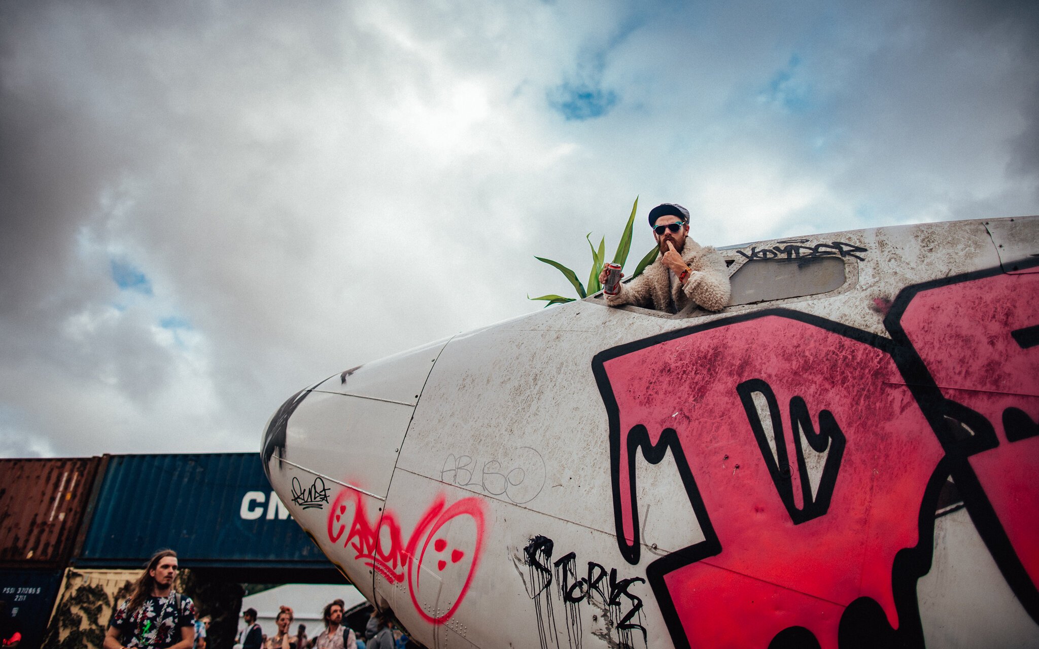  a man looks for the cockpit of an aircraft parts, boomtown, fair music festival