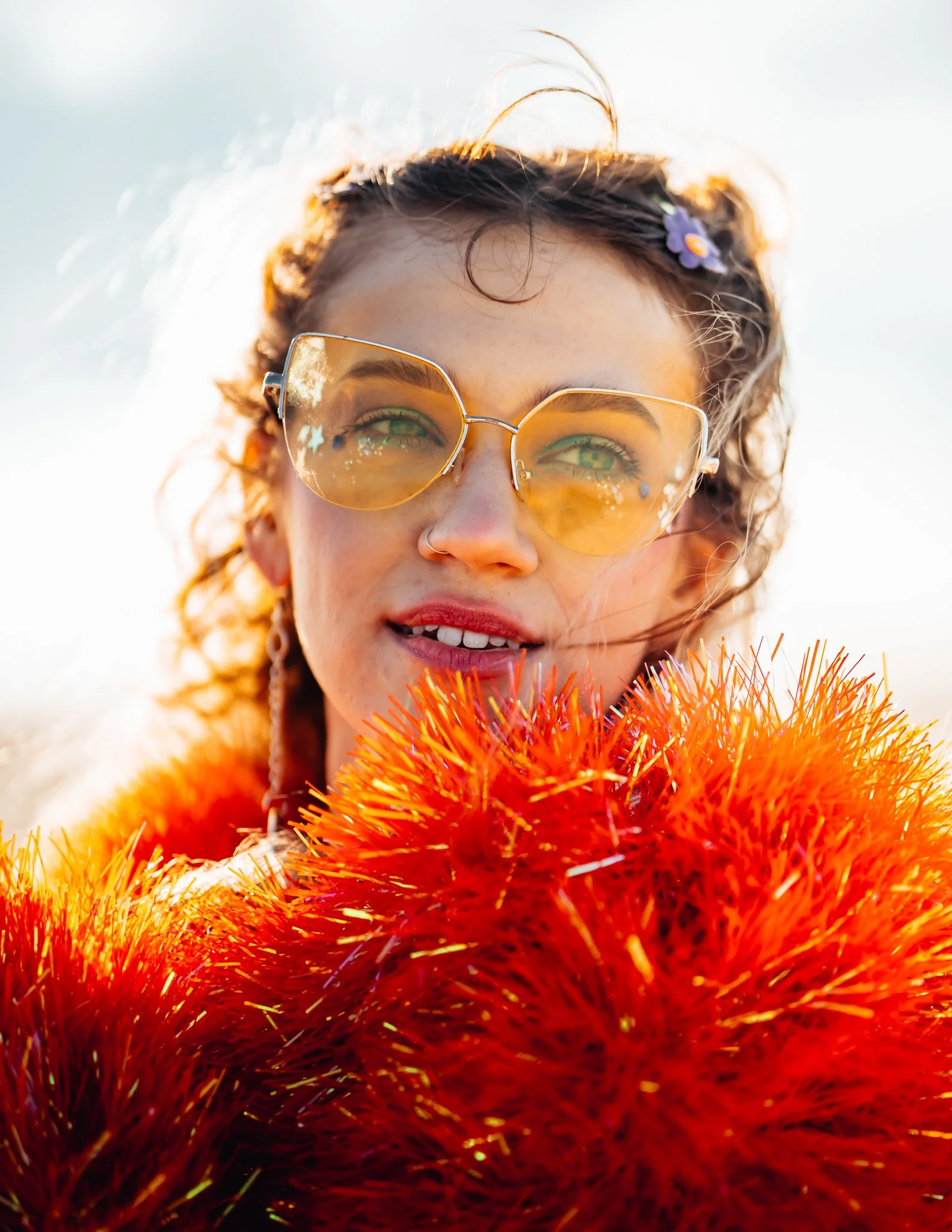  portrait of girl in yellow sunglasses