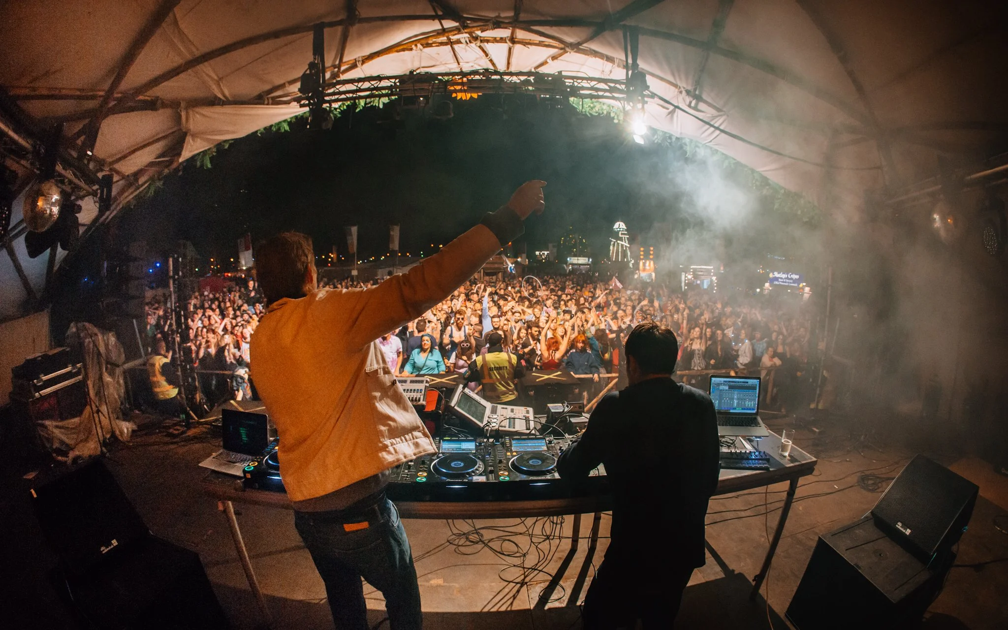 A DJ and singer perform at Eden festival, Scotland