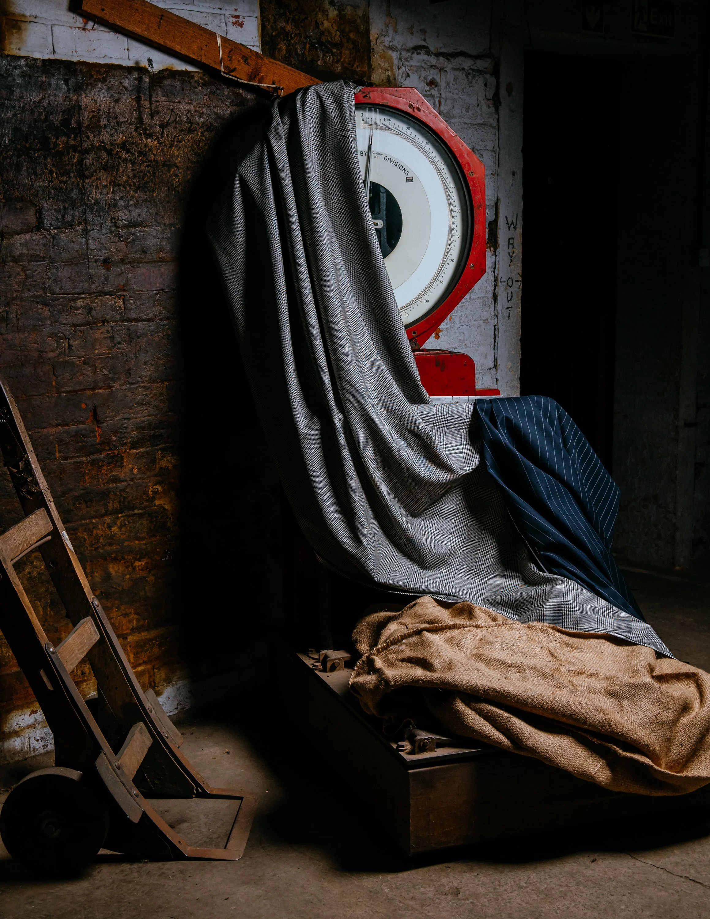  William Halstead, cloth draped on the scales ladywell Mills