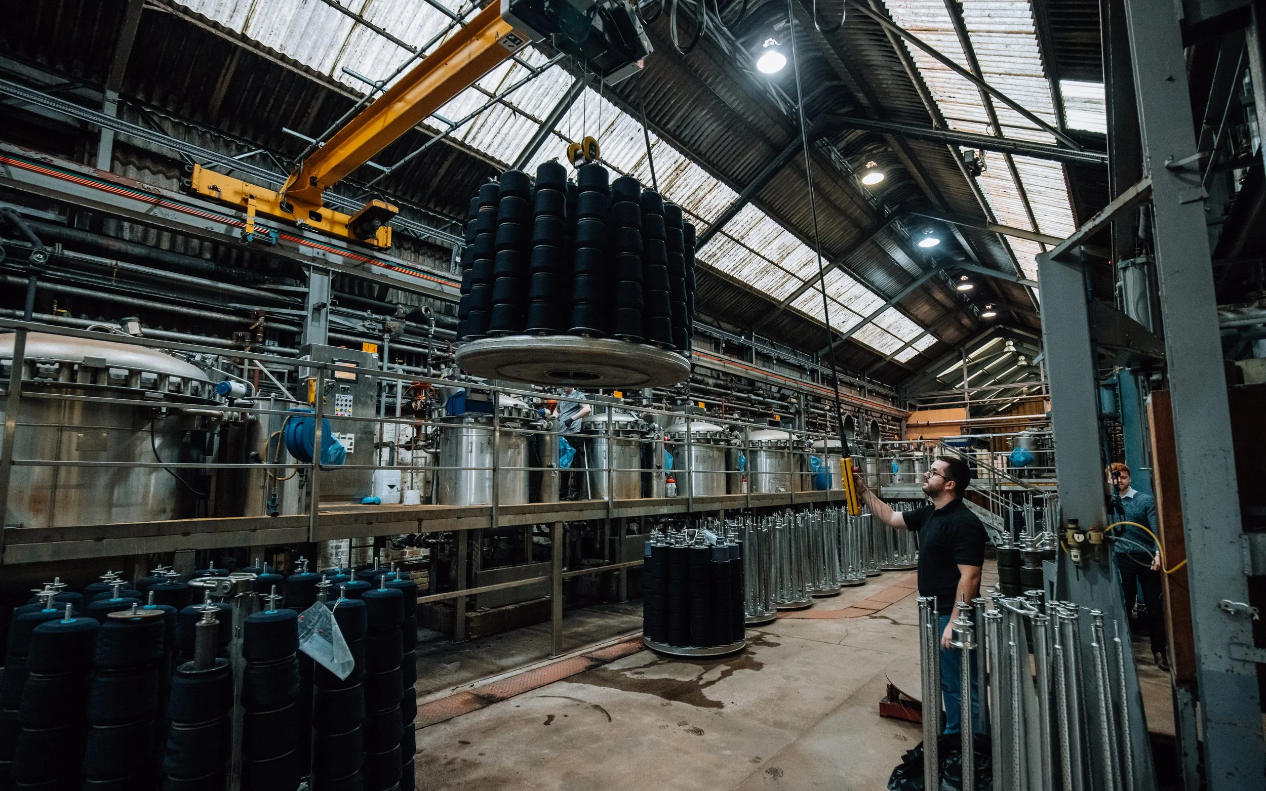  dying vats being loaded at FTS Dyers Langholm