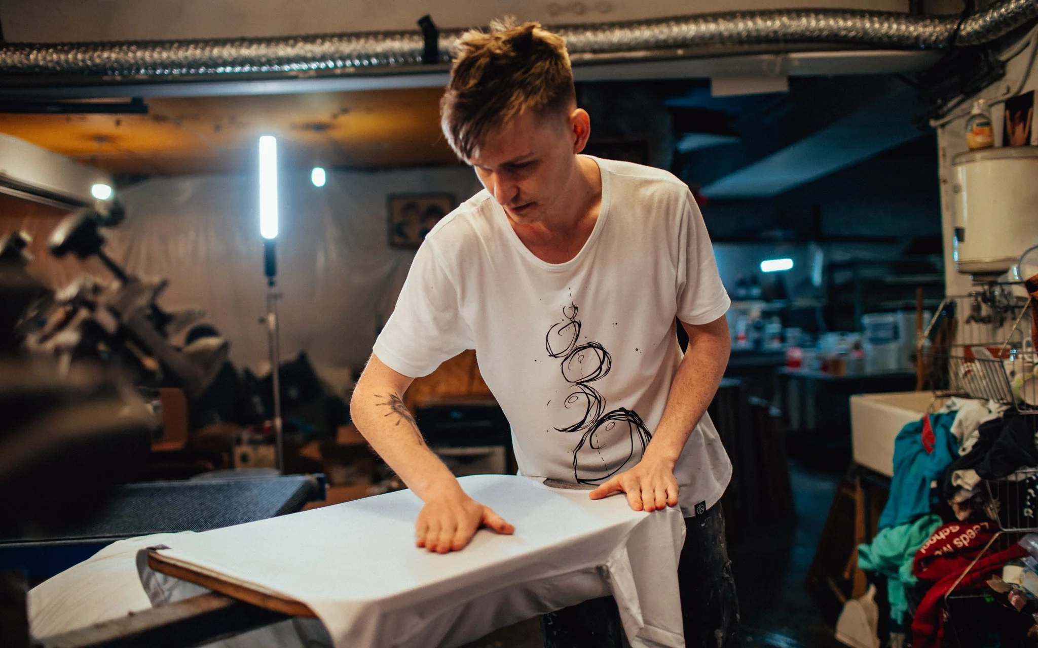 Man prints T-shirts