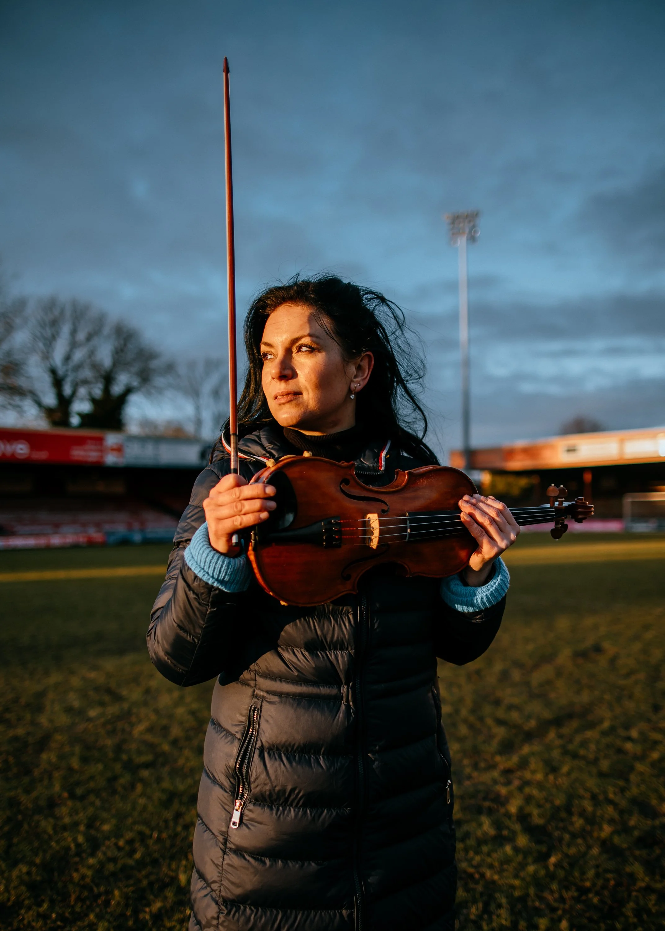 Girl poses with violin