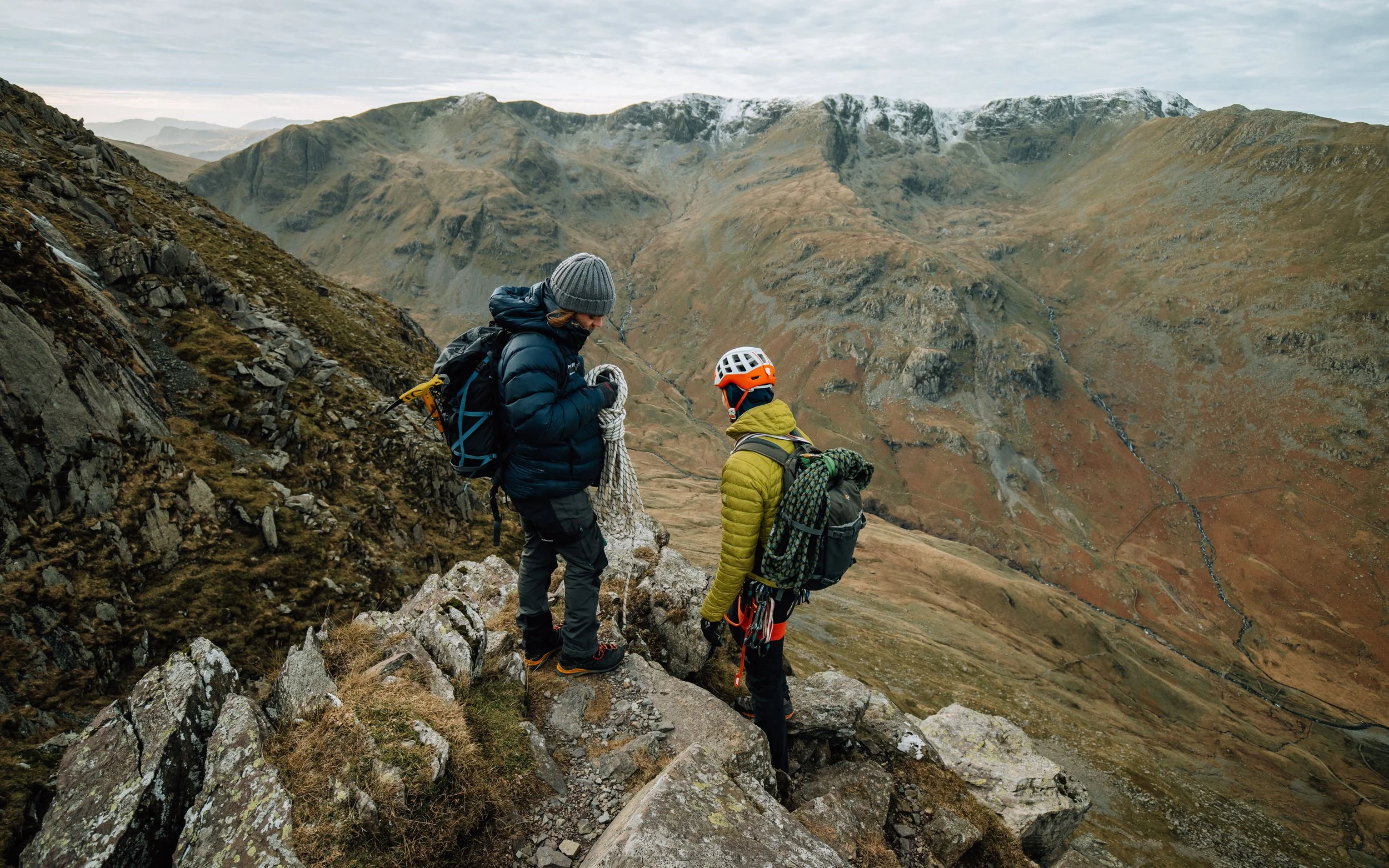 Two climbers looking at view