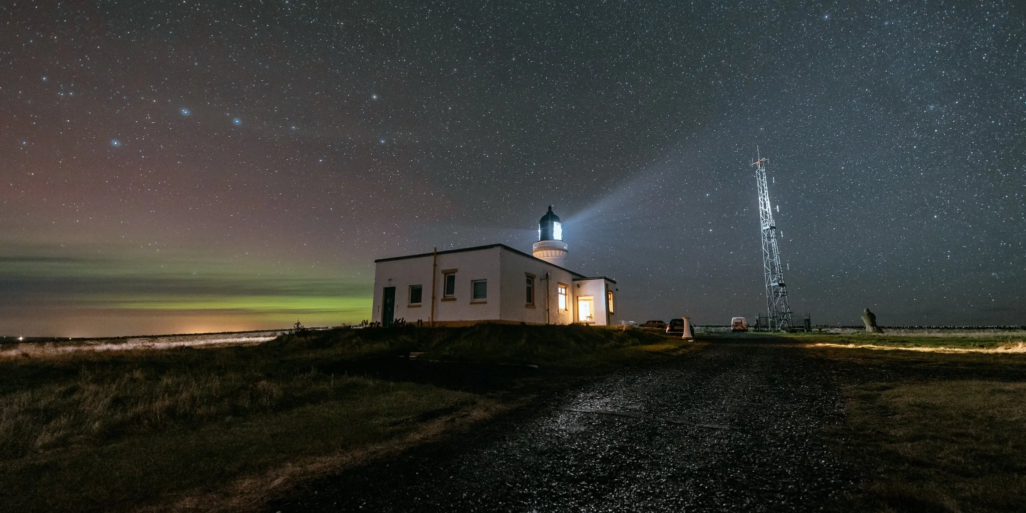 lighthouse in Scotland with Northern Lights