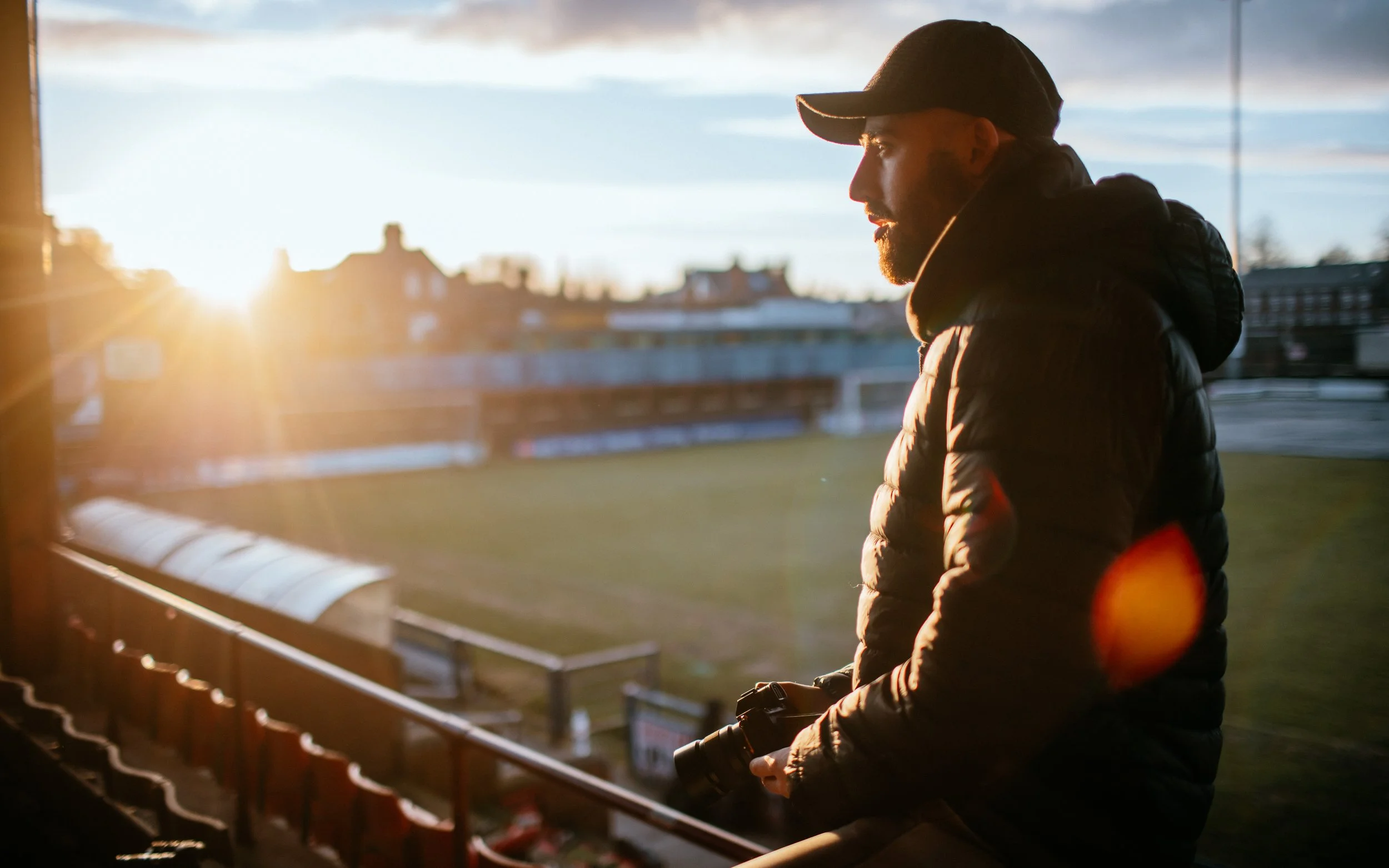  man stands in sunset