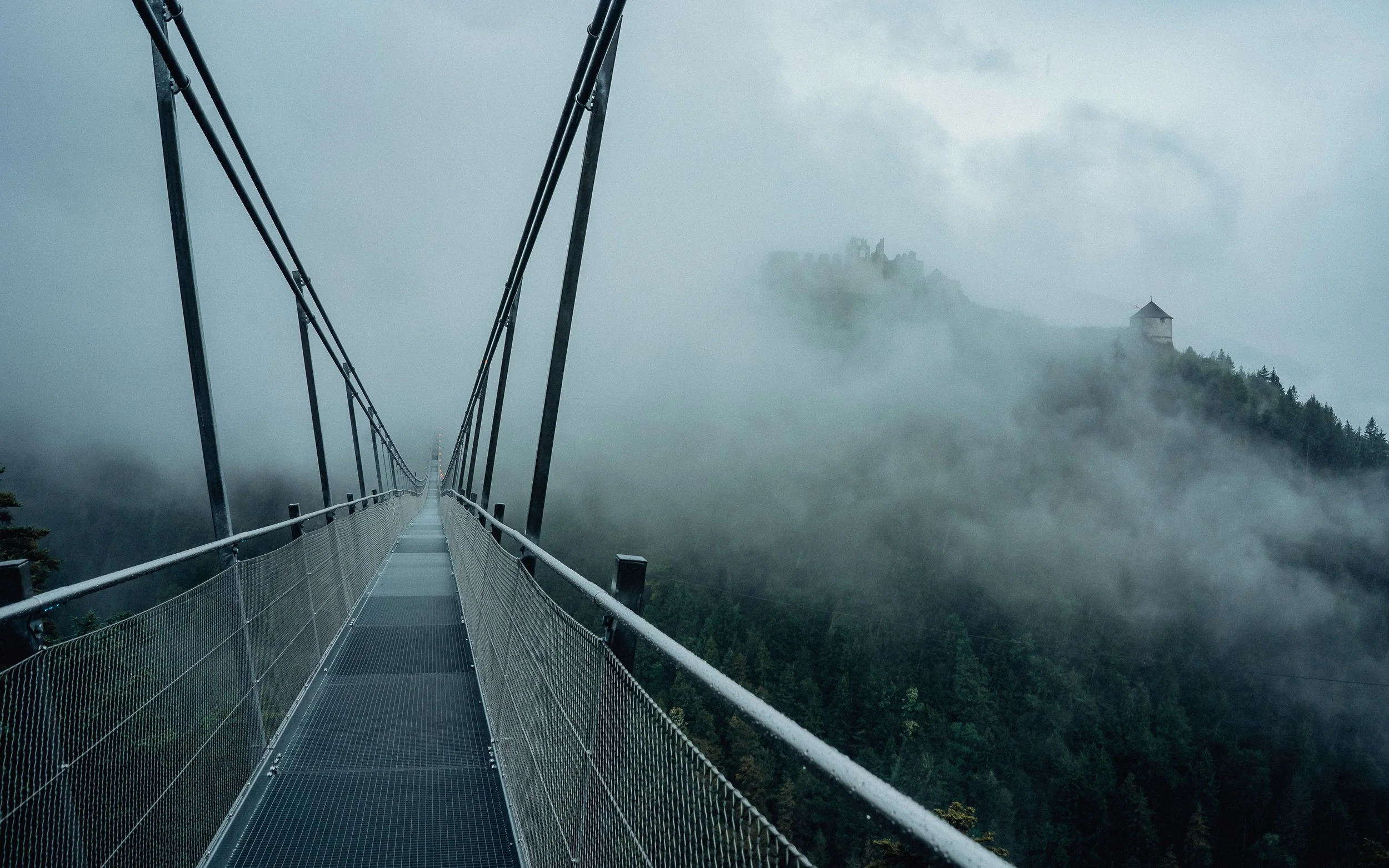Suspension bridge in the Austrian Alps