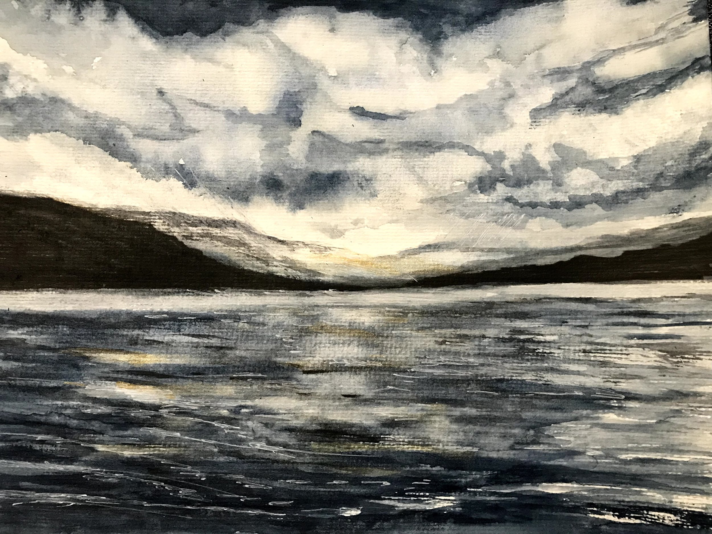 "Lake at dusk." Available for sale.
120€