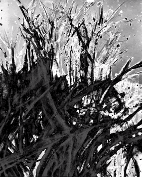 "Fallout" 2021. Watercolour painting/peinture aquarelle, Digital collage and animation/Collage et animation numérique. Not available for sale.