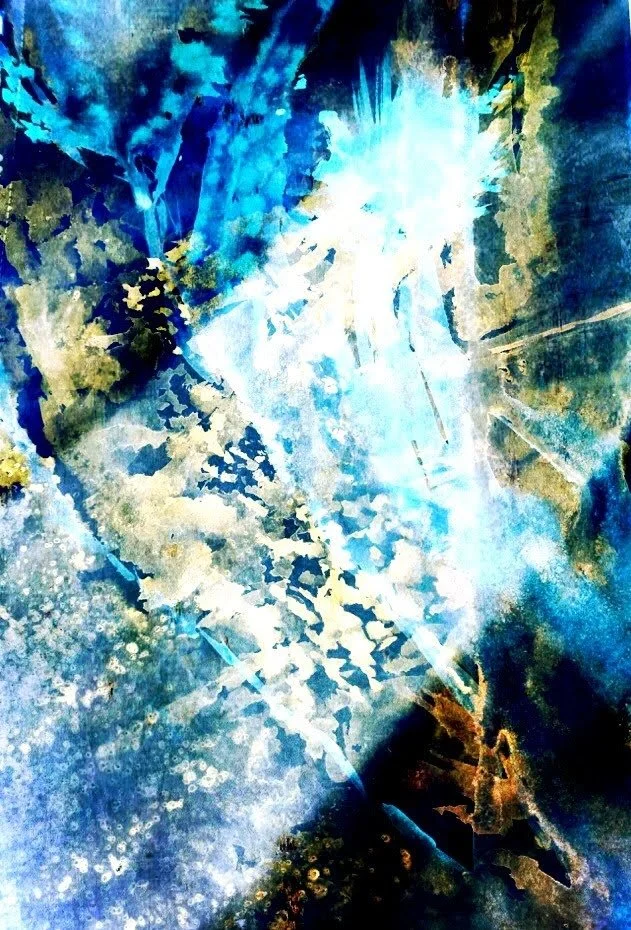 "Diving for treasure." 2019. Watercolour/Aquarelle, Digital remix/Remix numérique. Not available for sale.