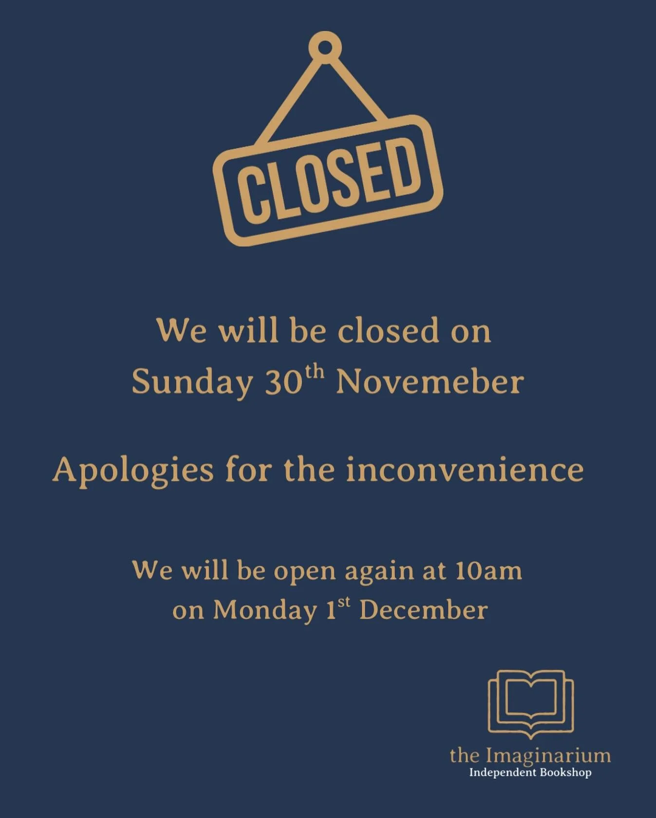 We&rsquo;re sorry to say that we&rsquo;ll be closed tomorrow - Sunday 30th December. 

Robyn and Amy will be at @chewtonglen festive market, selling our wares. We were hoping to have Daniel cover the shop, but due to unforeseen circumstances, that&rs