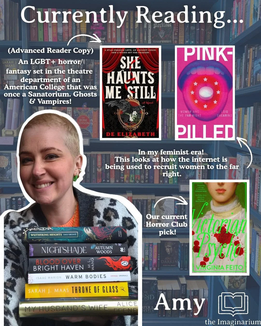 Amy&rsquo;s &ldquo;currently reading&rdquo; list&hellip;. We&rsquo;ll, some of it&hellip; she is in fact, mostly consumed by an Advanced copy of the sequel to Nightshade, but more on that another time! 

What are you guys reading?! Tell us below 👇 
