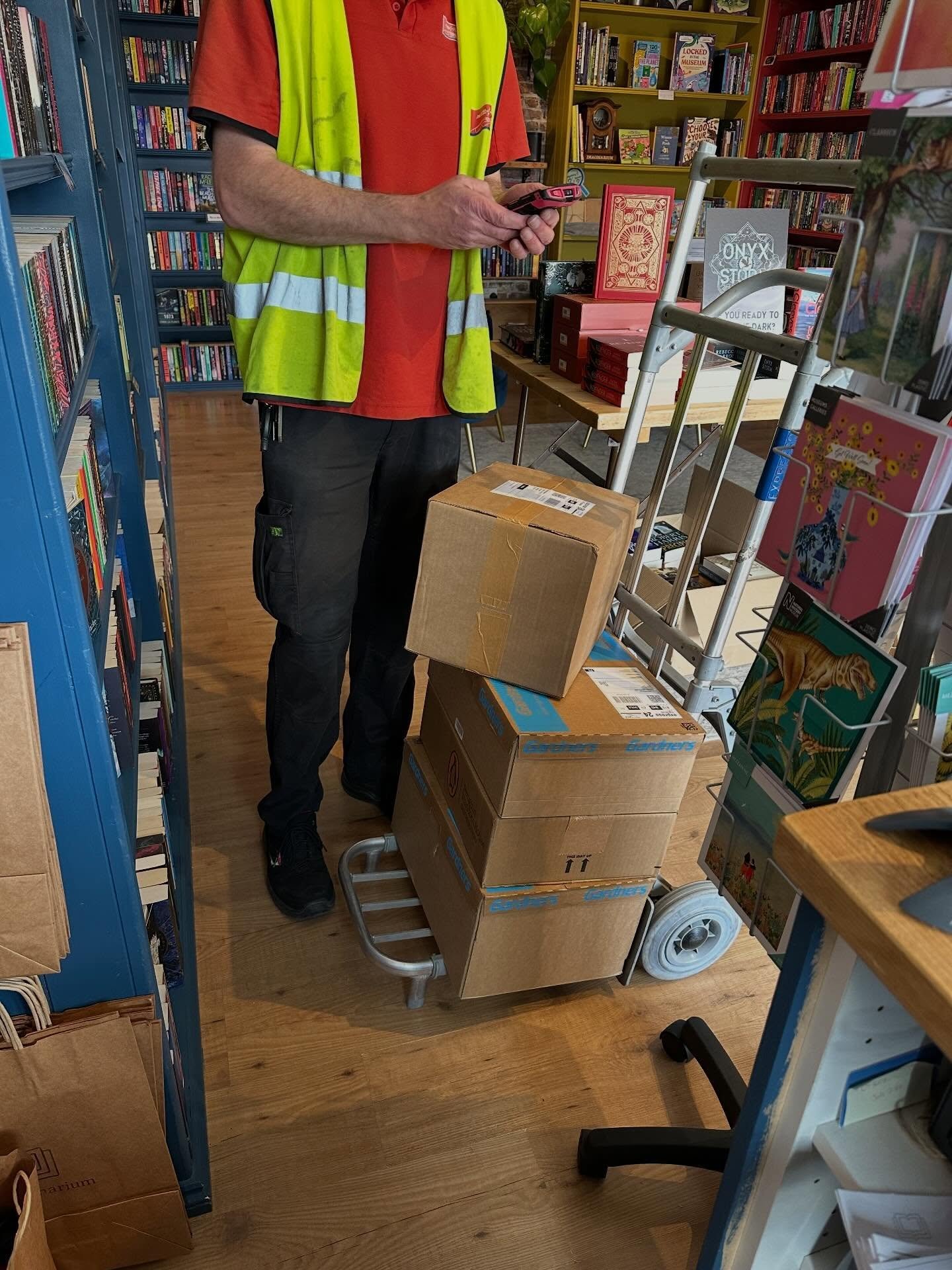 Ever wondered how we get our books? 

Neil, of course! 

Neil (not actually headless) is the delivery driver for the majority of our deliveries. He knows how particular we are about our books and takes extra care with them.

When Neil takes a photo o