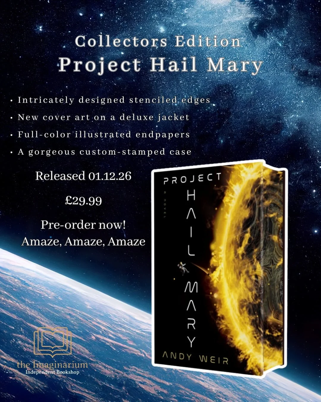 👀 look at these stunning collectors editions! 

The Martian is out in May and Project Hail Mary is out in December. 

Both these editions boast
🧡Intricately designed sprayed edges
🧡New Cover Art on a deluxe jacket
🧡full colour illustrated endpape