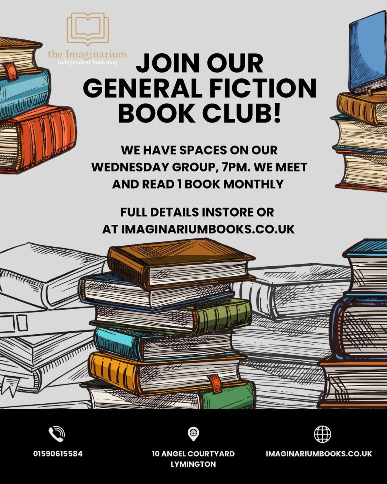 We have spaces on our Wednesday general fiction book club! 

This group is our newest gen Fic group, and meets (usually) on the second to last Wednesday of the month, 7pm at the Imaginarium. 

We read 1 book per month, and then come together to discu
