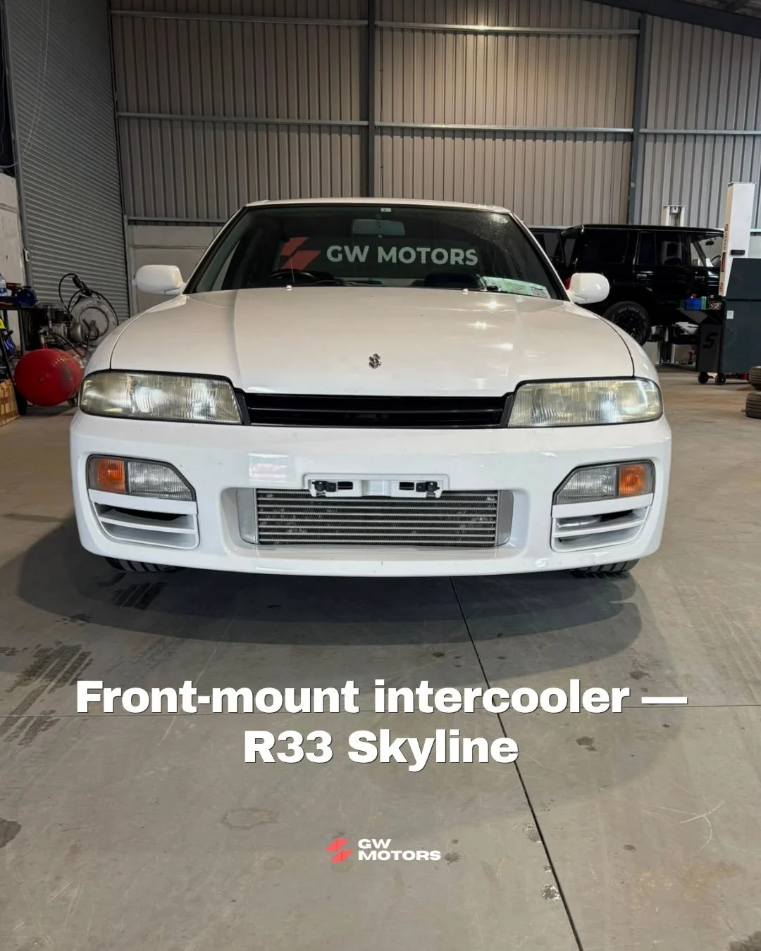 Front-mount intercooler on the Skyline.

1996 R33, original.

📍 GW Motors &mdash; Luxury &amp; Performance Specialists

#SkylineR33 #Nissan #JDM #IrishCarScene #PerformanceCars