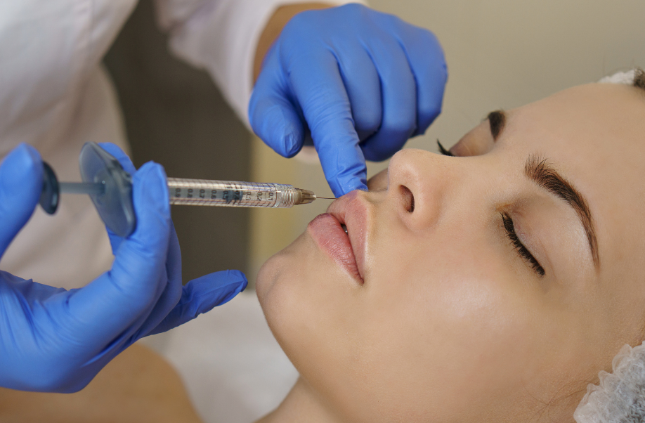 Stock image of woman having botox injections or filler in her face | Leicestershire