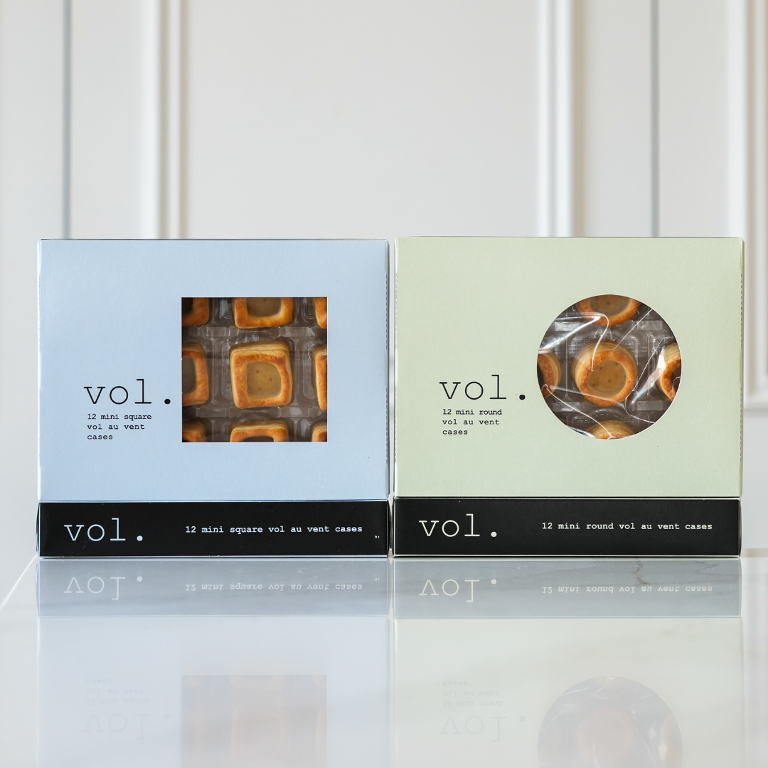 Mixed Case of 12 packs - 6 x Square and 6 x Round Mini Vol Au Vent Cases.