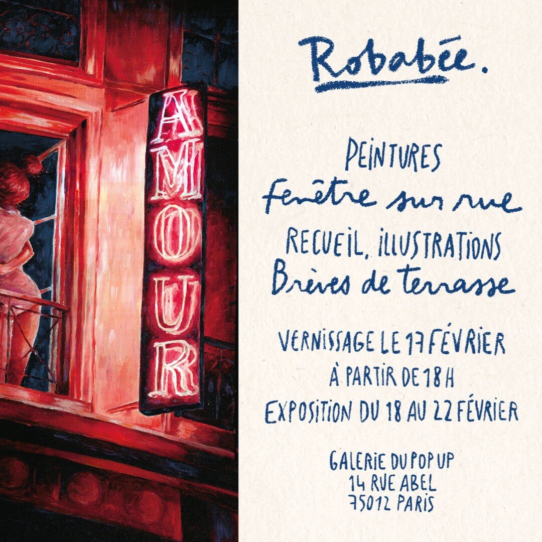 Du 17 au 22 f&eacute;vrier &agrave; @galeriedupopup Venez d&eacute;couvrir mes peintures sur toile et mes nouvelles illustrations en exclusivit&eacute; tir&eacute;es de mon recueil &quot;br&egrave;ves de terrasse&quot; en vente pour l'occasion. Profi