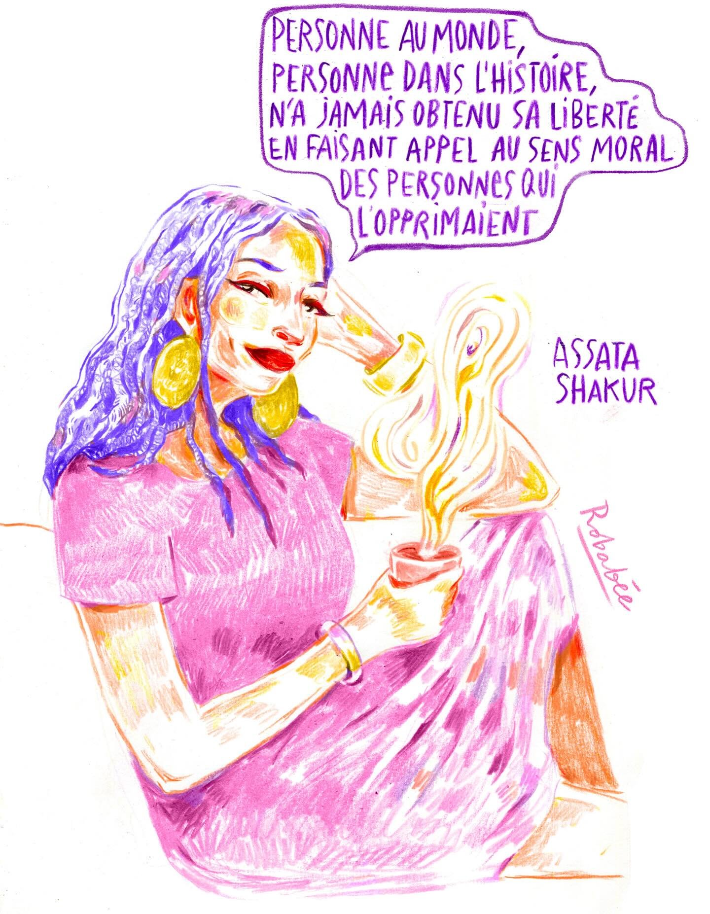 &laquo;&nbsp;Personne au monde, personne dans l&rsquo;histoire, n&rsquo;a jamais obtenu sa libert&eacute; en faisant appel au sens moral des personnes qui l&rsquo;opprimaient.&nbsp;&raquo; Assata Shakur. #assatashakur #illustrationportrait #femmeinsp