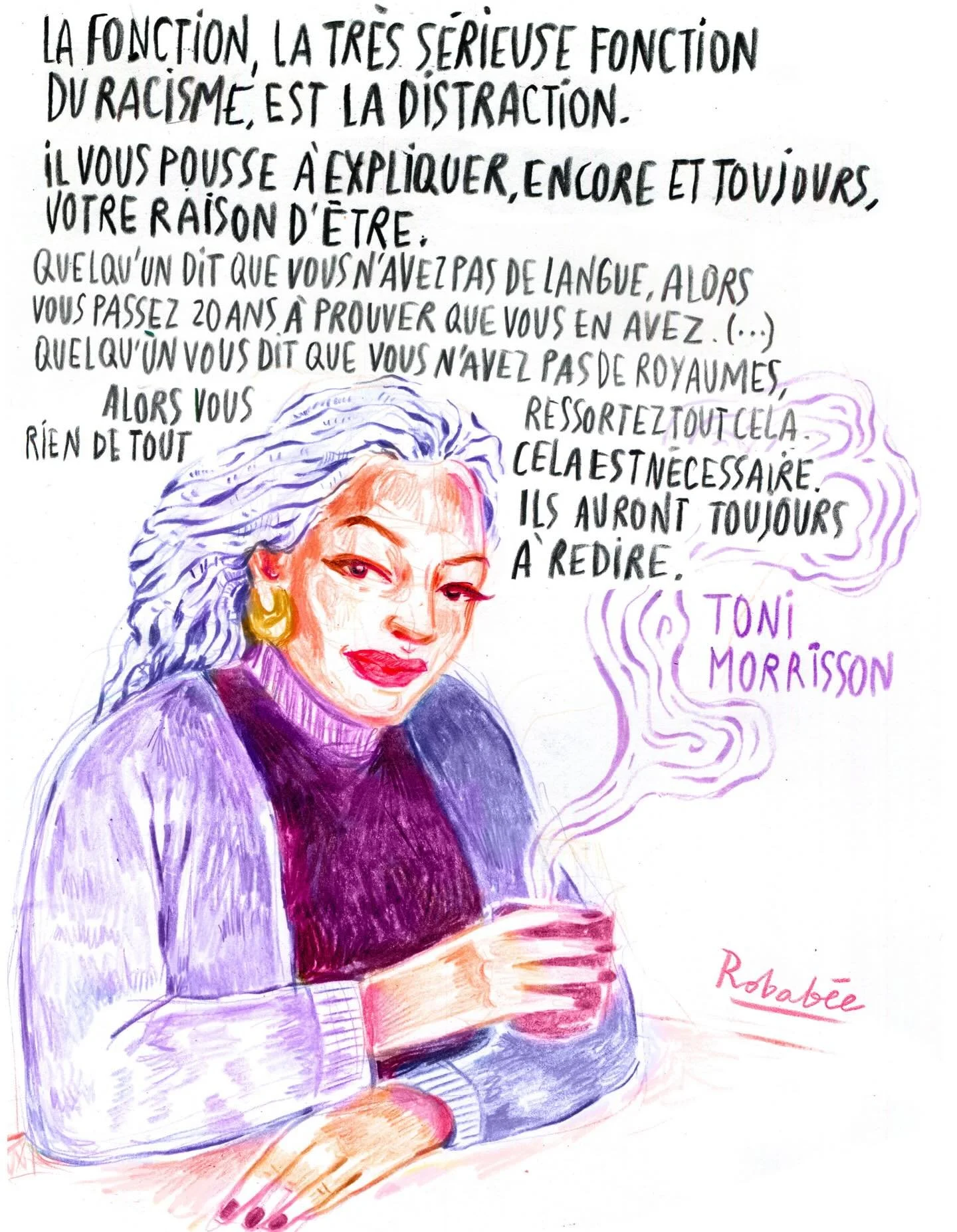 #tonimorrison #portraitillustration #citationillustr&eacute;e