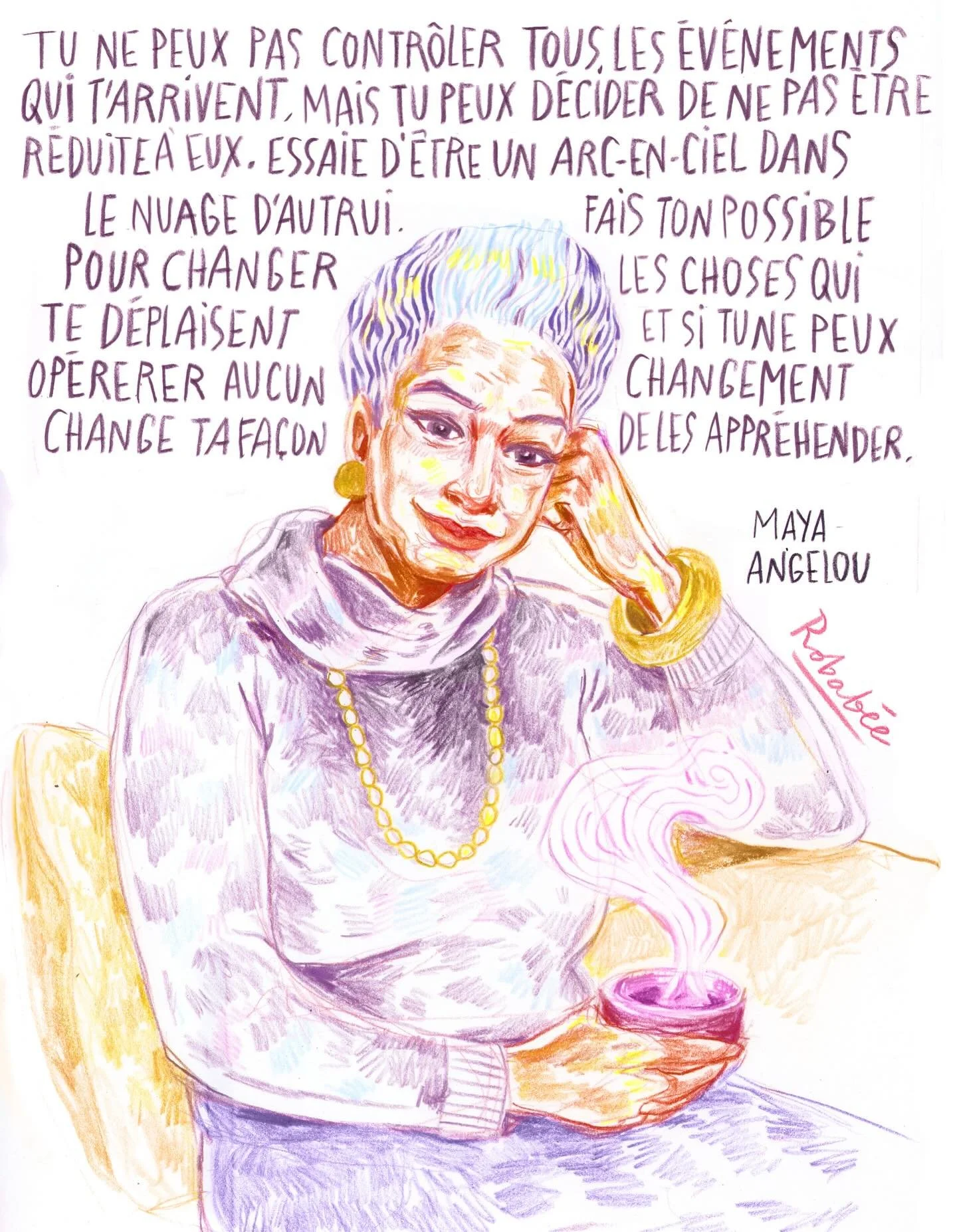 &laquo;&nbsp;Mon souhait pour vous est que vous continuez. Continuez a &ecirc;tre qui et comme vous &ecirc;tes, &agrave; &eacute;tonner un monde m&eacute;chant avec vos actes de gentillesse&nbsp;&raquo;. Maya Angelou #mayaangelou❤️ #portraitfemmeinsp