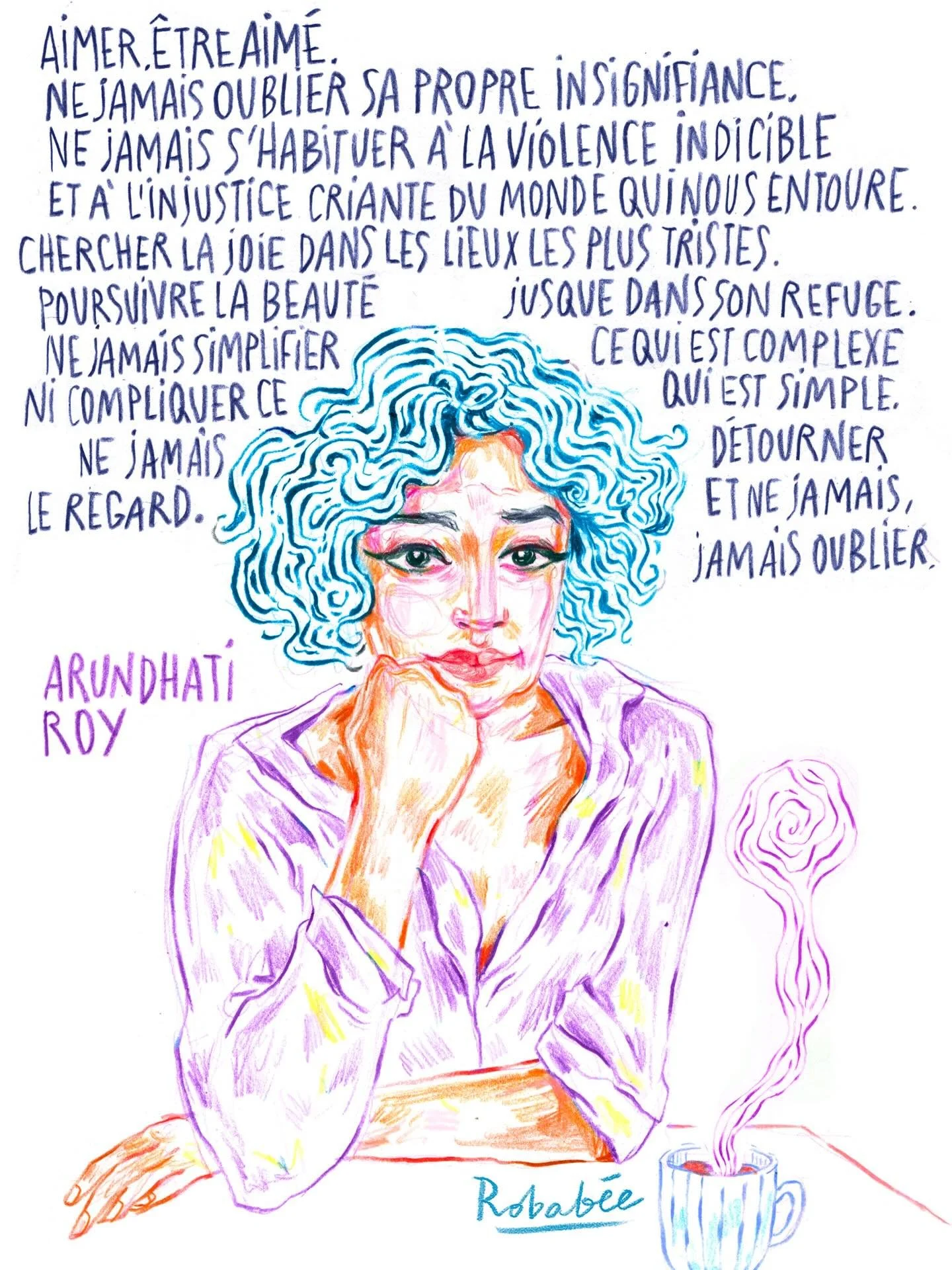 &laquo;&nbsp;Use your art to fight.&nbsp;&raquo; Arundhati Roy @arundhatiroyauthor #femmeinspirante #portraitillustration #arundhatiroy #citationillustr&eacute;e